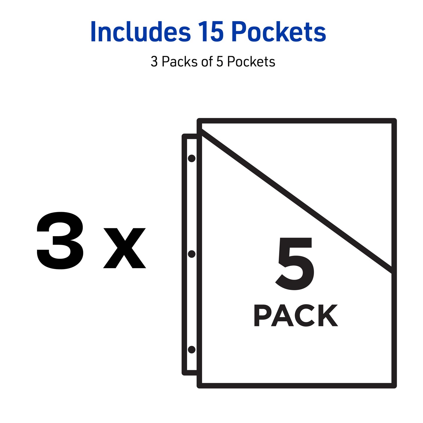 Avery Binder Pockets for 3 Ring Binders, Clear, for 8.5&#x22; x 11&#x22; Documents, Acid-Free and Archival-Safe, 15 Binder Folders Total (75296)