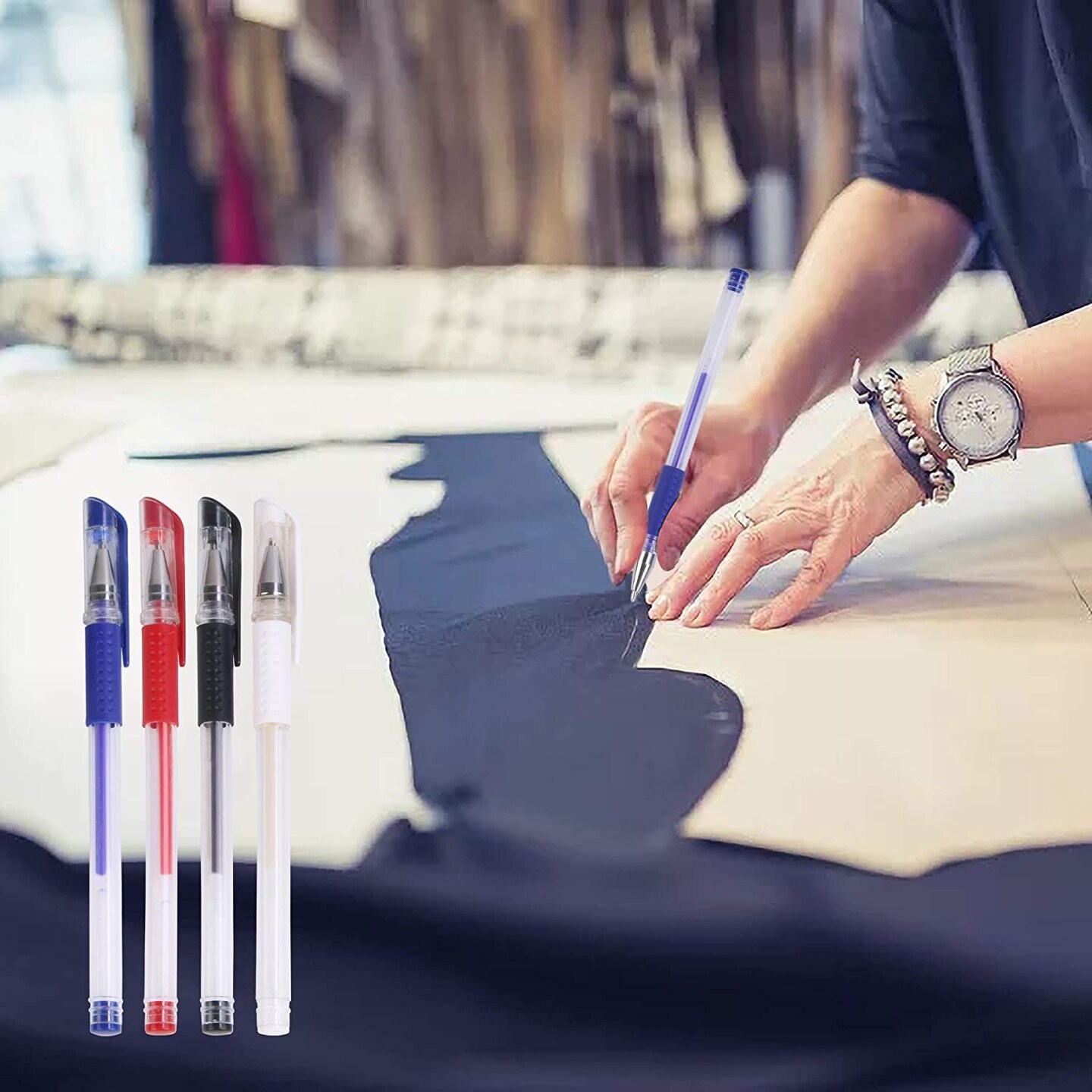 JANYUN 8 Pieces Heat Erasable Pens for Fabric with 52 Refills Fabric Marking Pens Fabric Markers for Quilting Sewing DIY Dressmaking Fabrics Tailors Chalk (60)