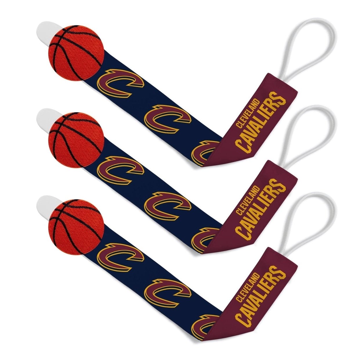 Cleveland Cavaliers Pacifier Clip 3-Pack Nba Baby Fanatic Team Colors