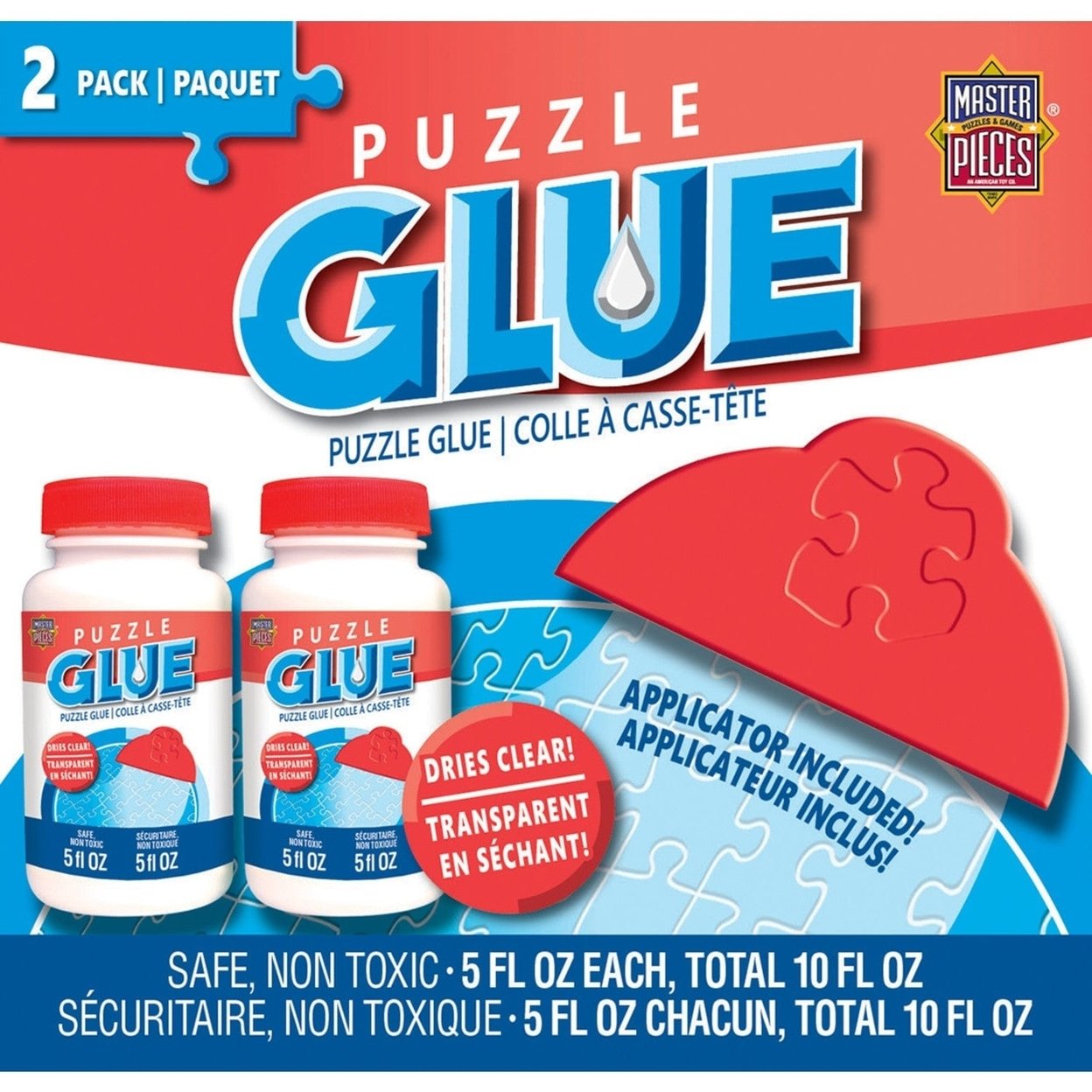Masterpieces Jigsaw Puzzle Glue 2-Pack 5Oz With Applicator Quick Dry Clear
