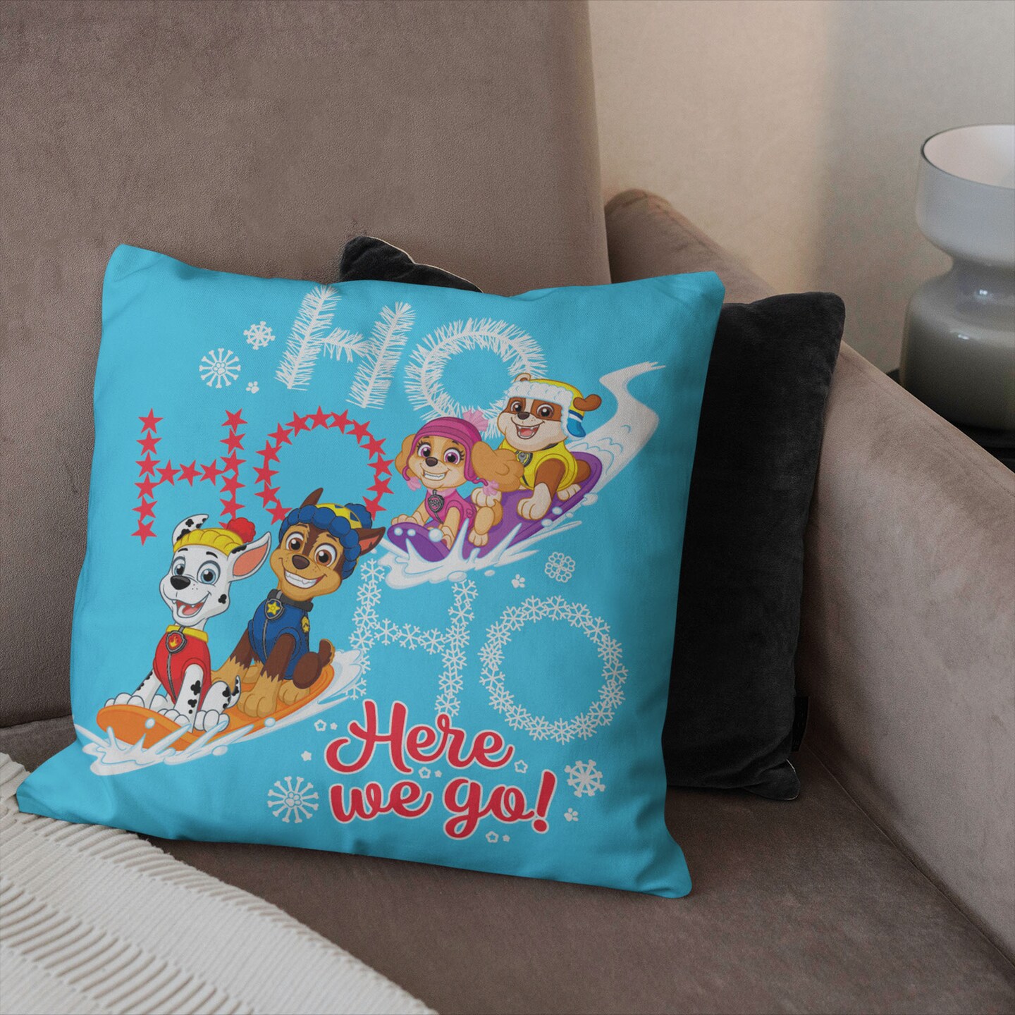 Nickelodeon Paw Patrol Ho Ho Here We Go Throw Pillow 18×18 Inches