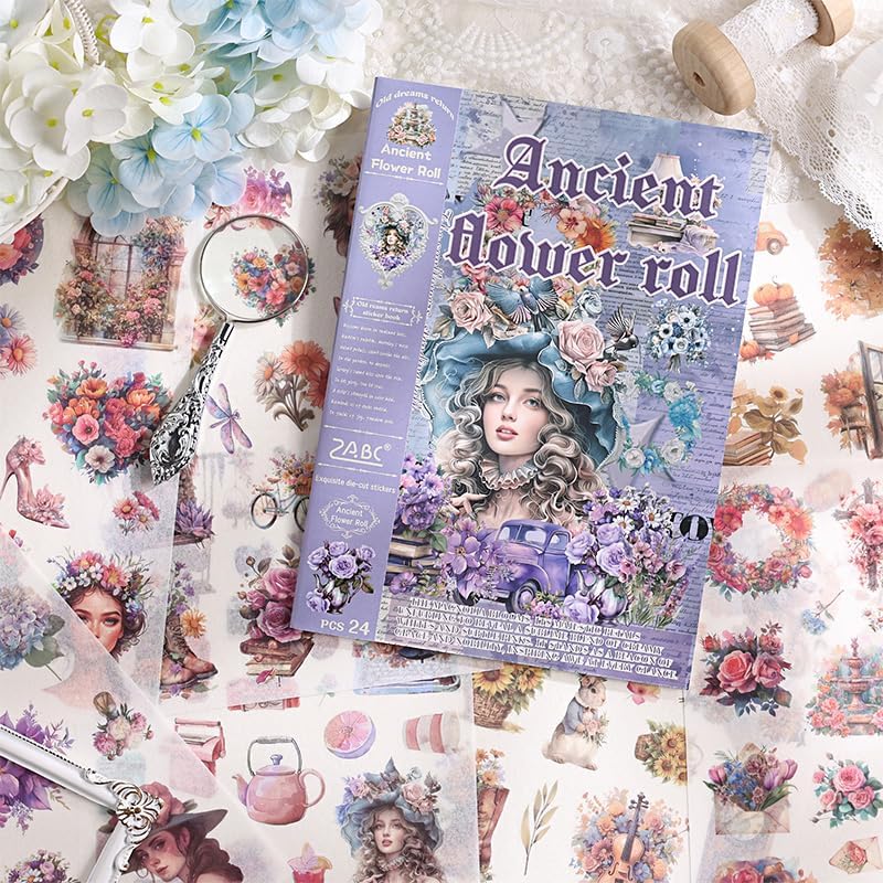 Vintage Washi Sticker Book for Scrapbook (Tiezhi4-guyun) 5.91 x 4.14 x 0.2 inches