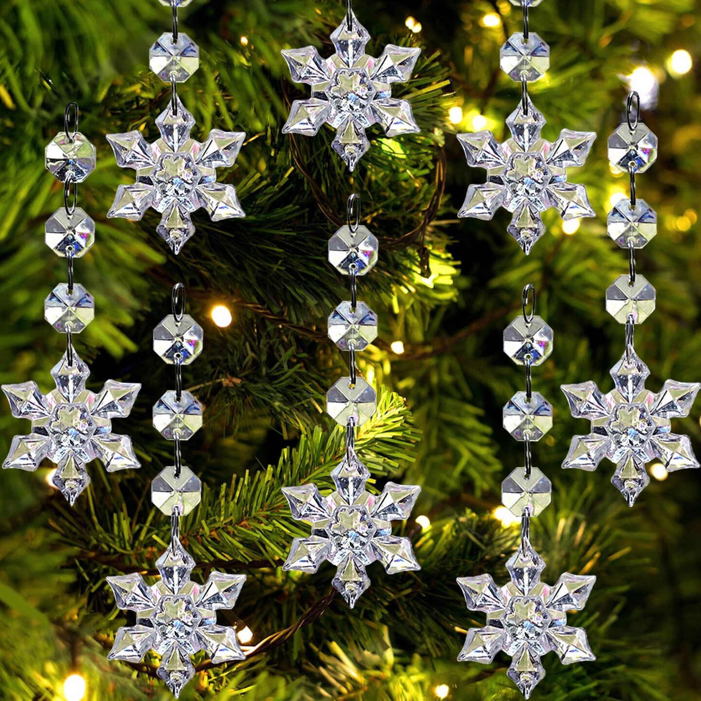 30 Pack Snowflake Crystal Christmas Ornaments - Snowflake