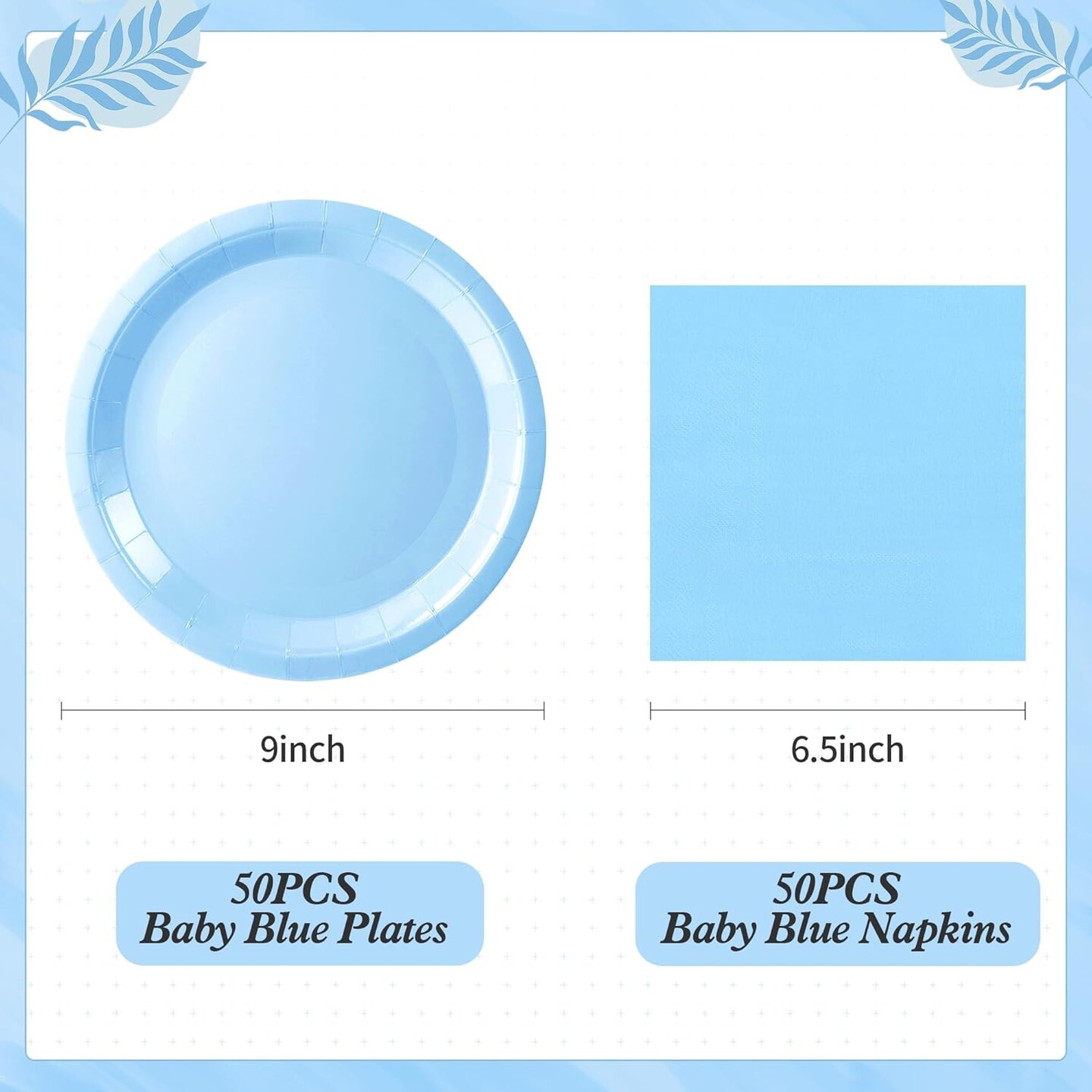 Baby Shower Blue Plates &#x26; Napkins Set &#x2013; Serves 50 Guests