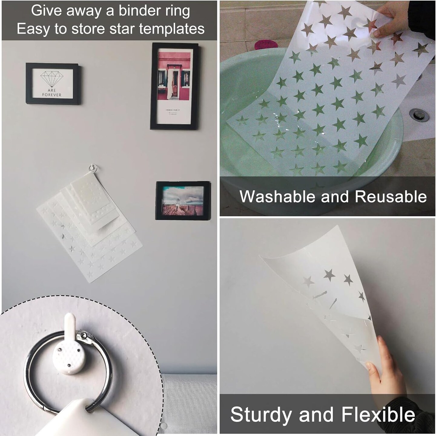 Patriotic Stencils - American Flag Star Stencils - (6 Sizes, 2 Styles)