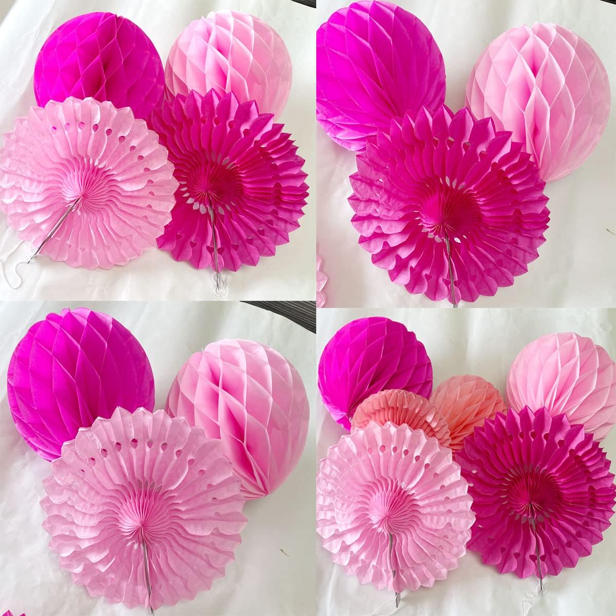 12pcs 6'' 8'' Honeycomb Balls Tissue Paper Fans Party Honeycomb Ball Fans Wall Decorations Tissue Pom Poms Flower Balls Hanging