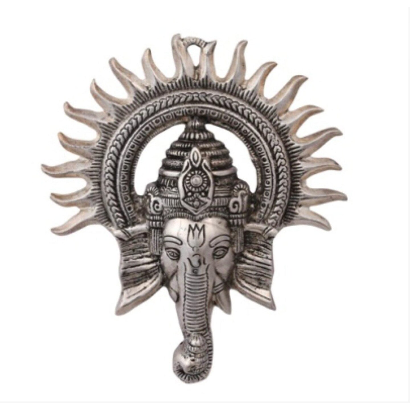 Metal Ganesha Face Wall Hanging Traditional Indian Gift Item for Home Office Floor Wall Stickers Decoration Diwali Decor Wall Hanging Showpiece Housewarming Gift