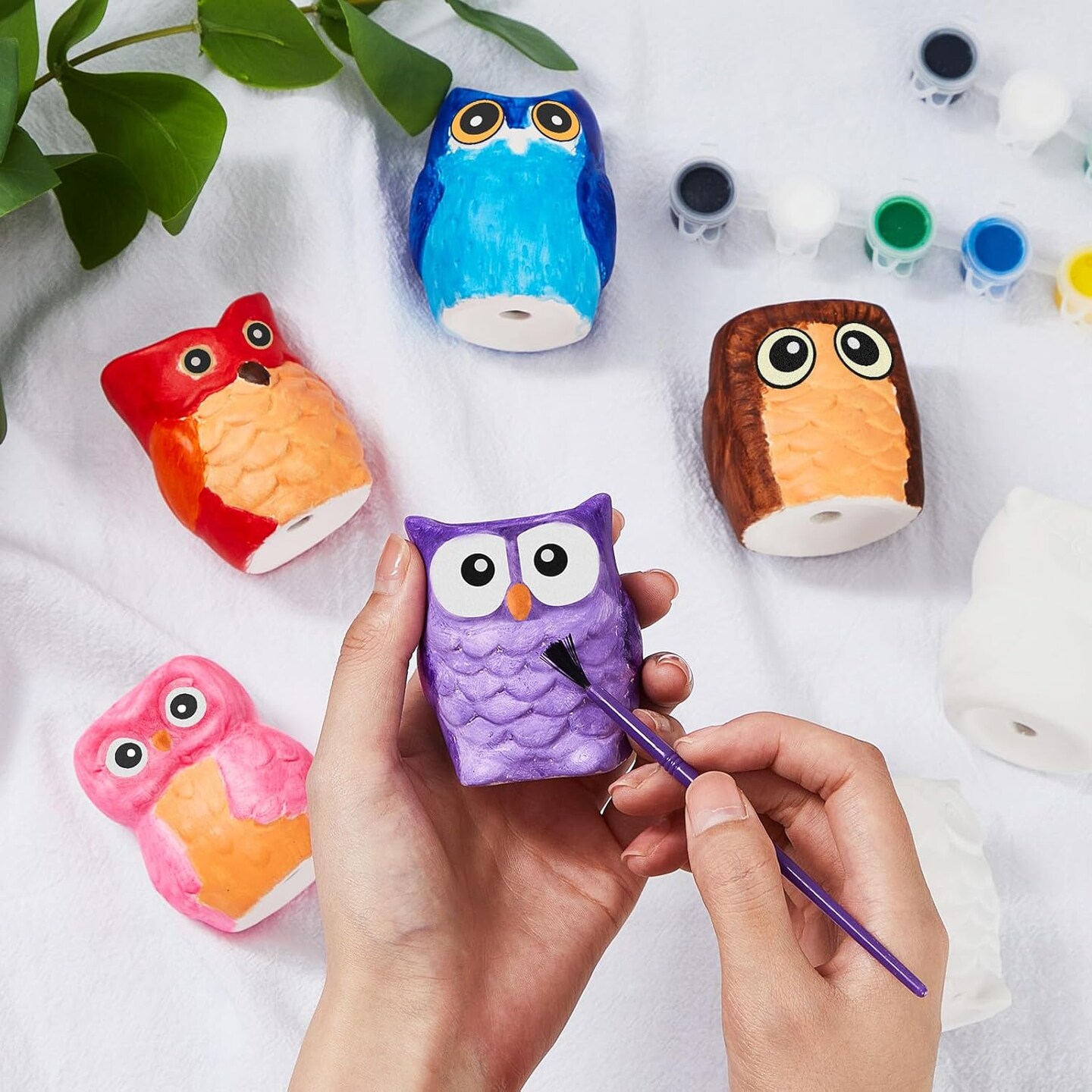 12 Set Paint Your Own Ceramic Planters - Mini Owl (2.5 Inch)