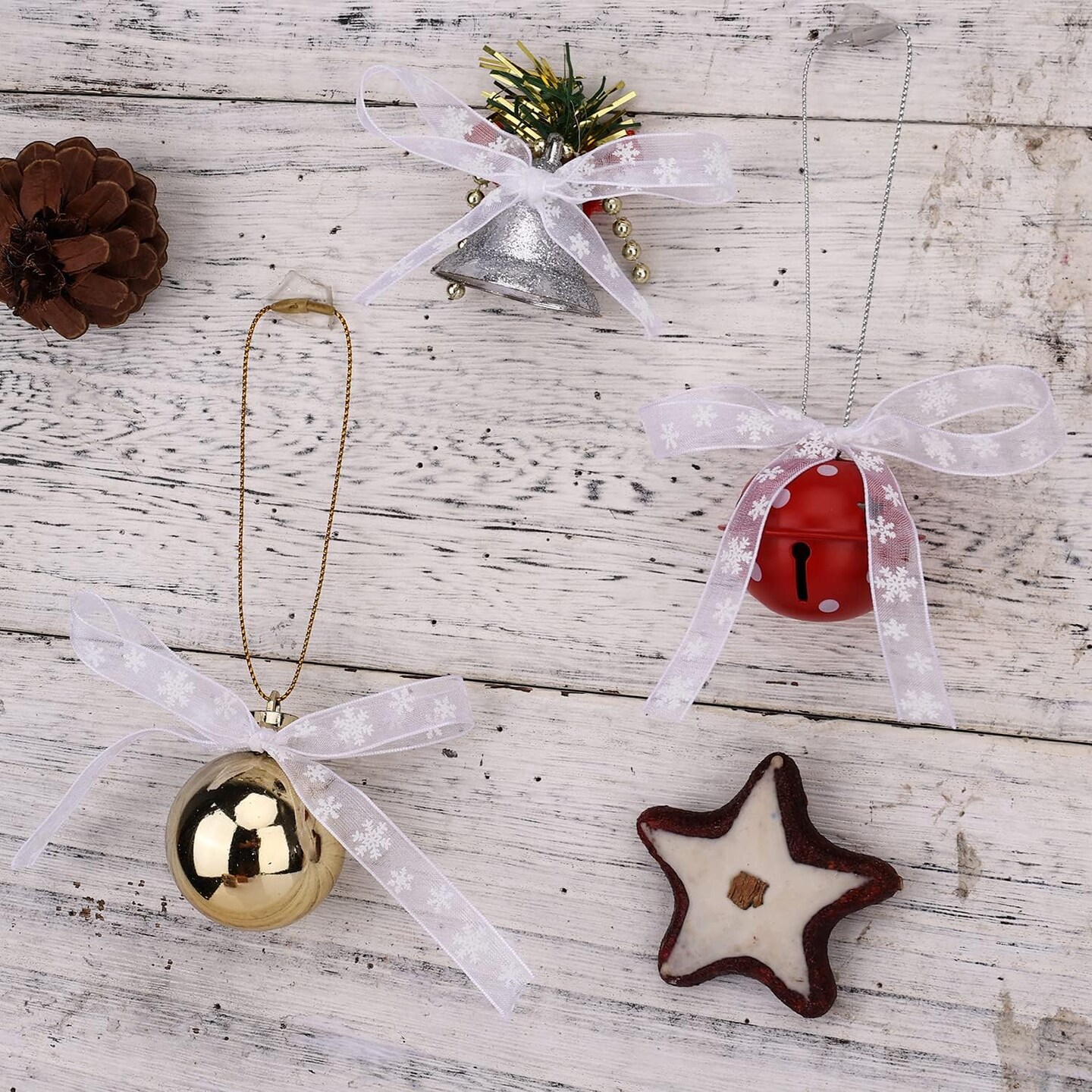 Narrow White Snowflake Christmas Ribbon