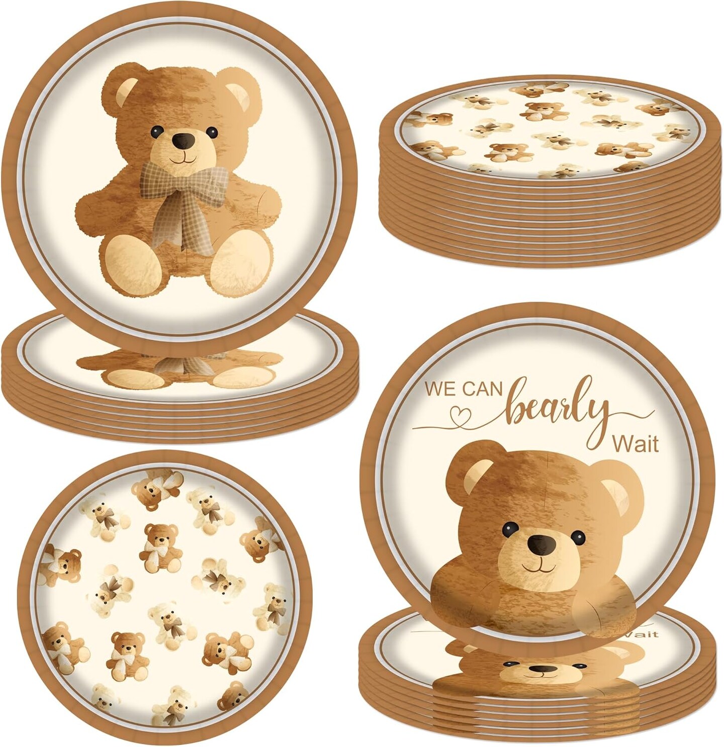 48Pcs Baby Shower Teddy Bear Paper Plates