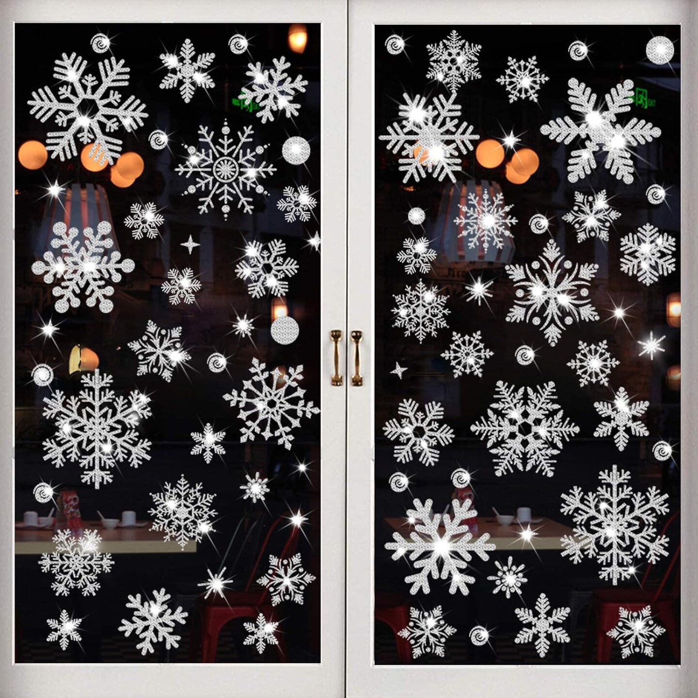 147PCS Glitter Snowflake Window Cling