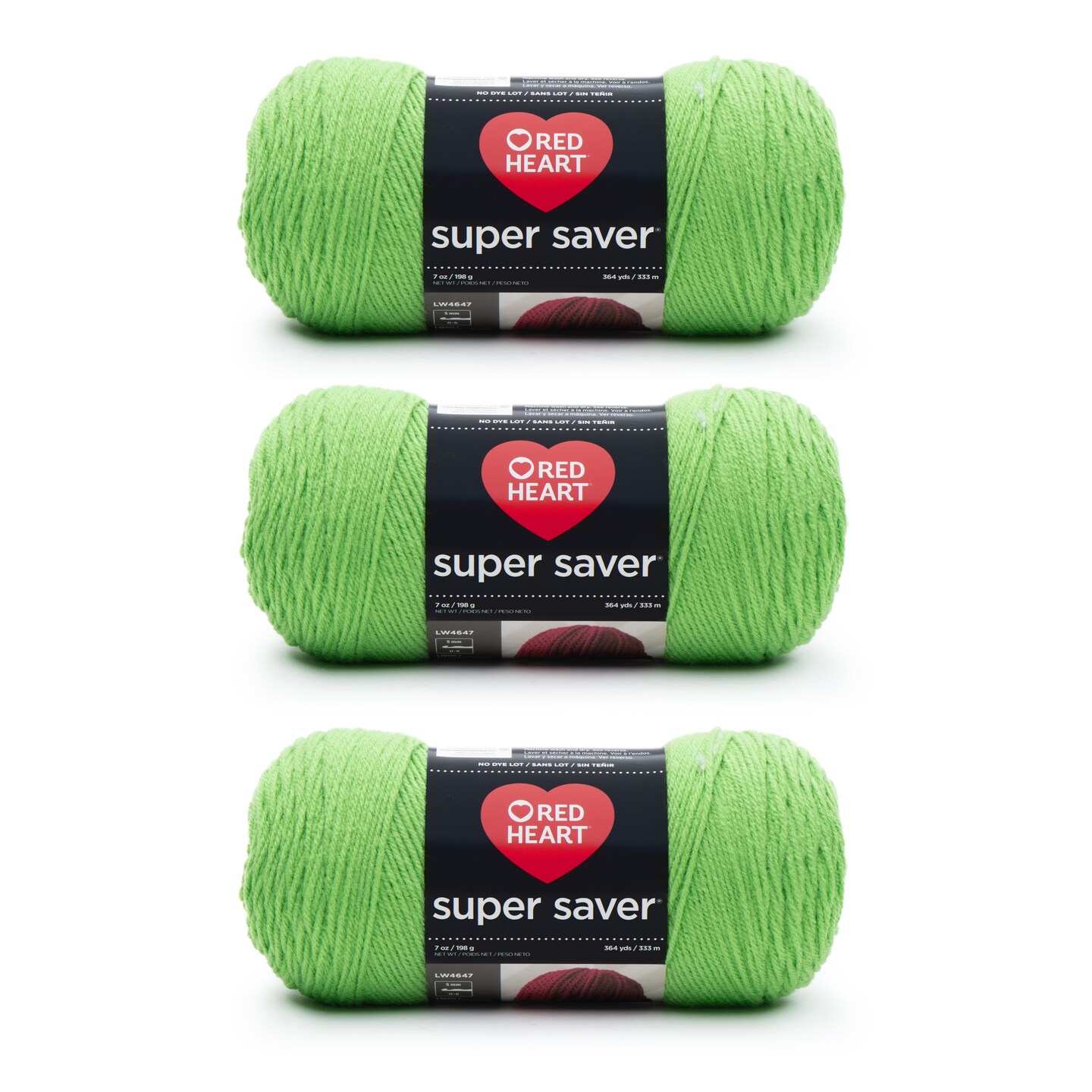 Red Heart Super Saver Yarn 3 Pack-Spring Green