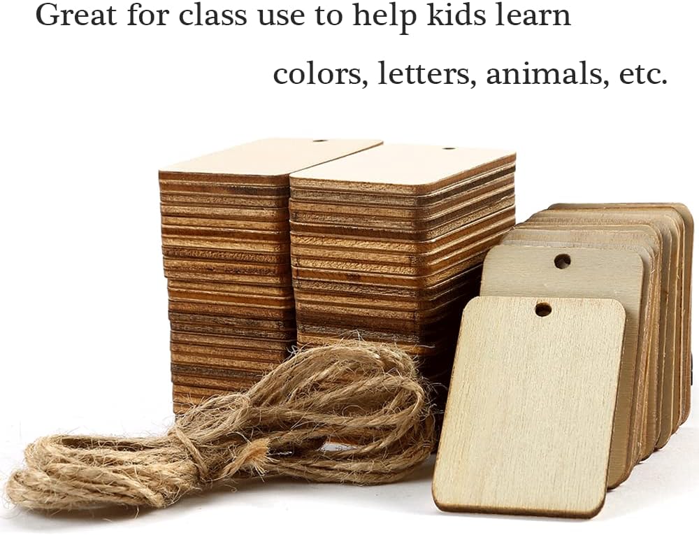 115 Pcs Unfinished Wood Pieces Rectangle-Shaped