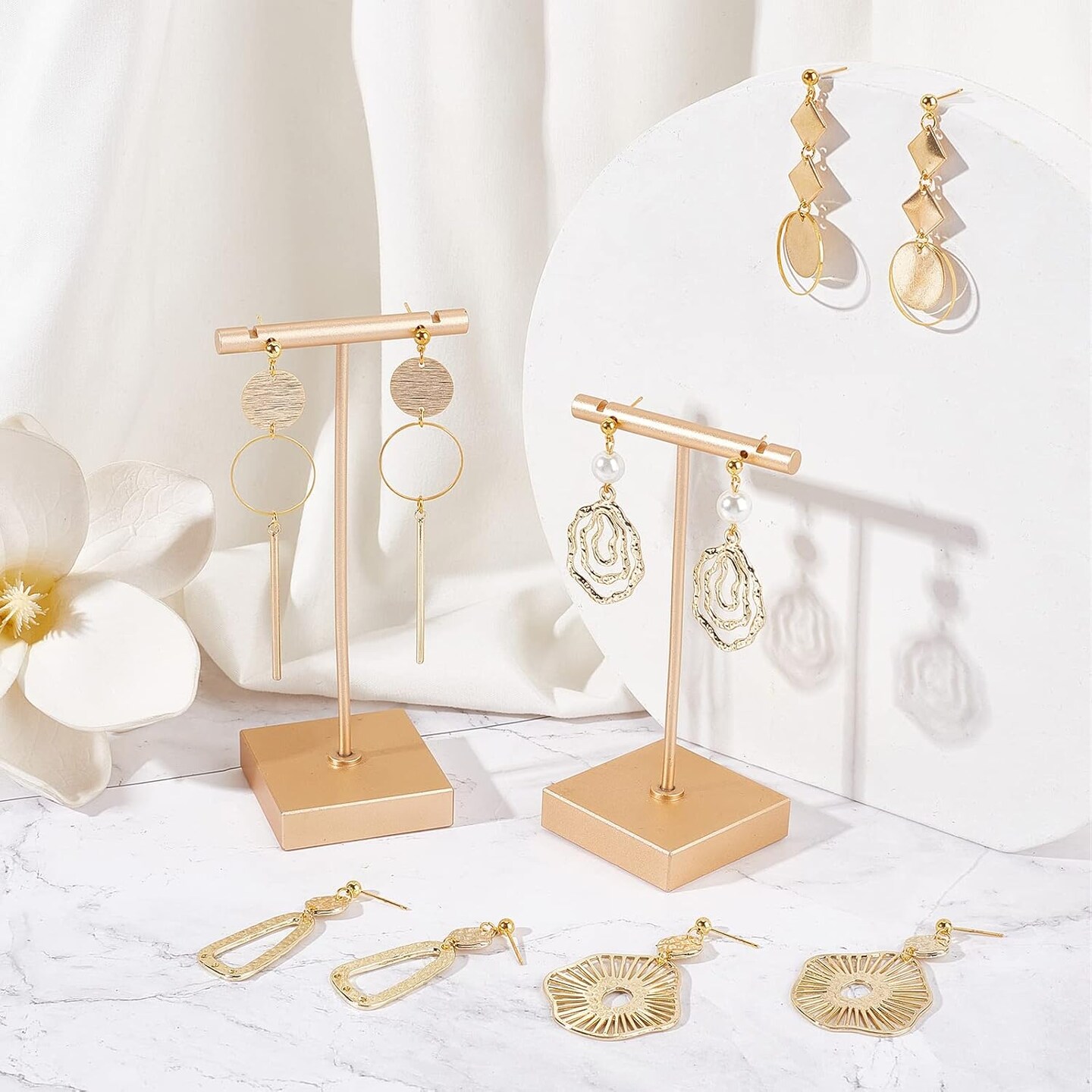 1 Box DIY 10 Pairs Flat Round Charms Geometry Earring