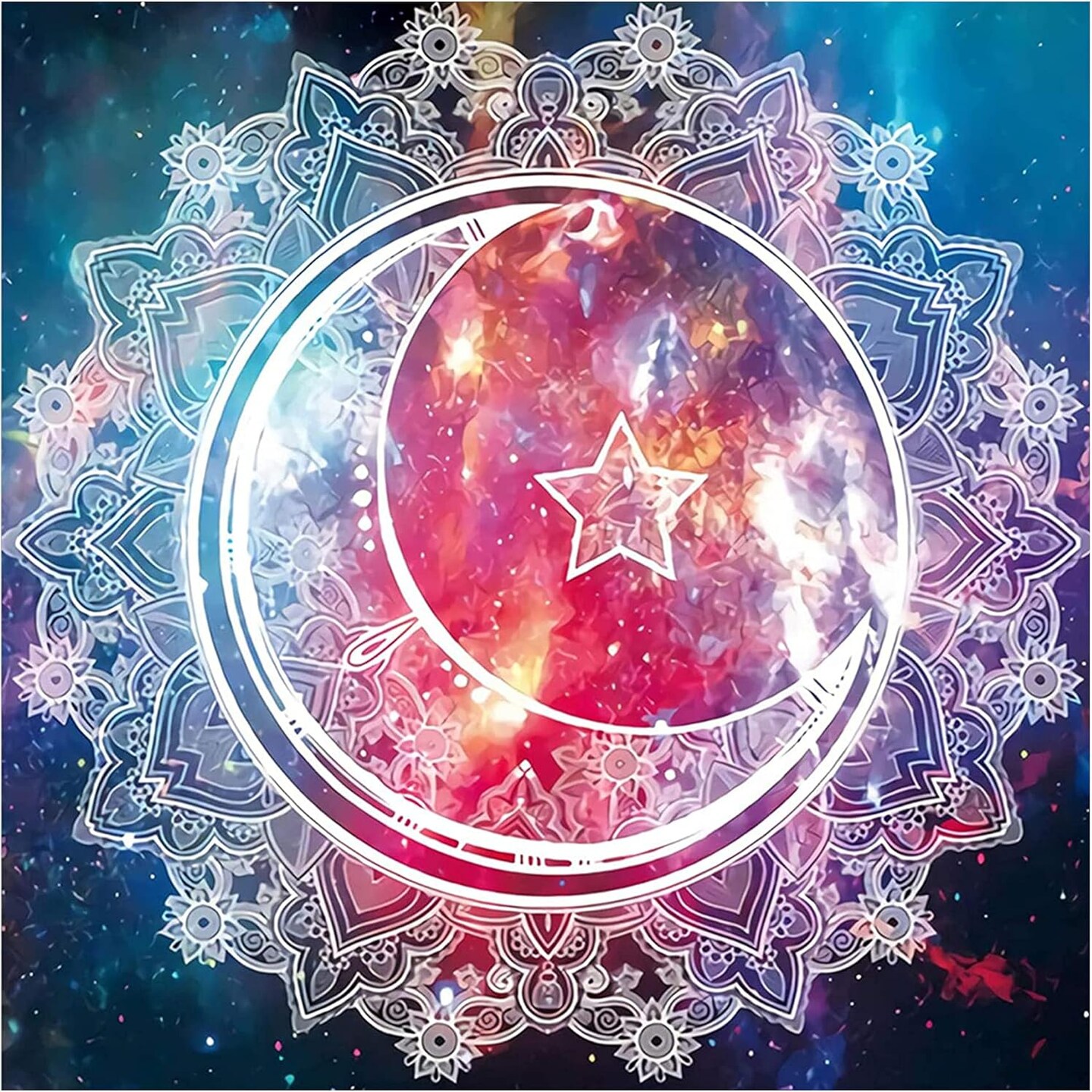 5D Sun Moon Star Diamond Painting Kit (White) 1.57 x 0.04 x 11.81