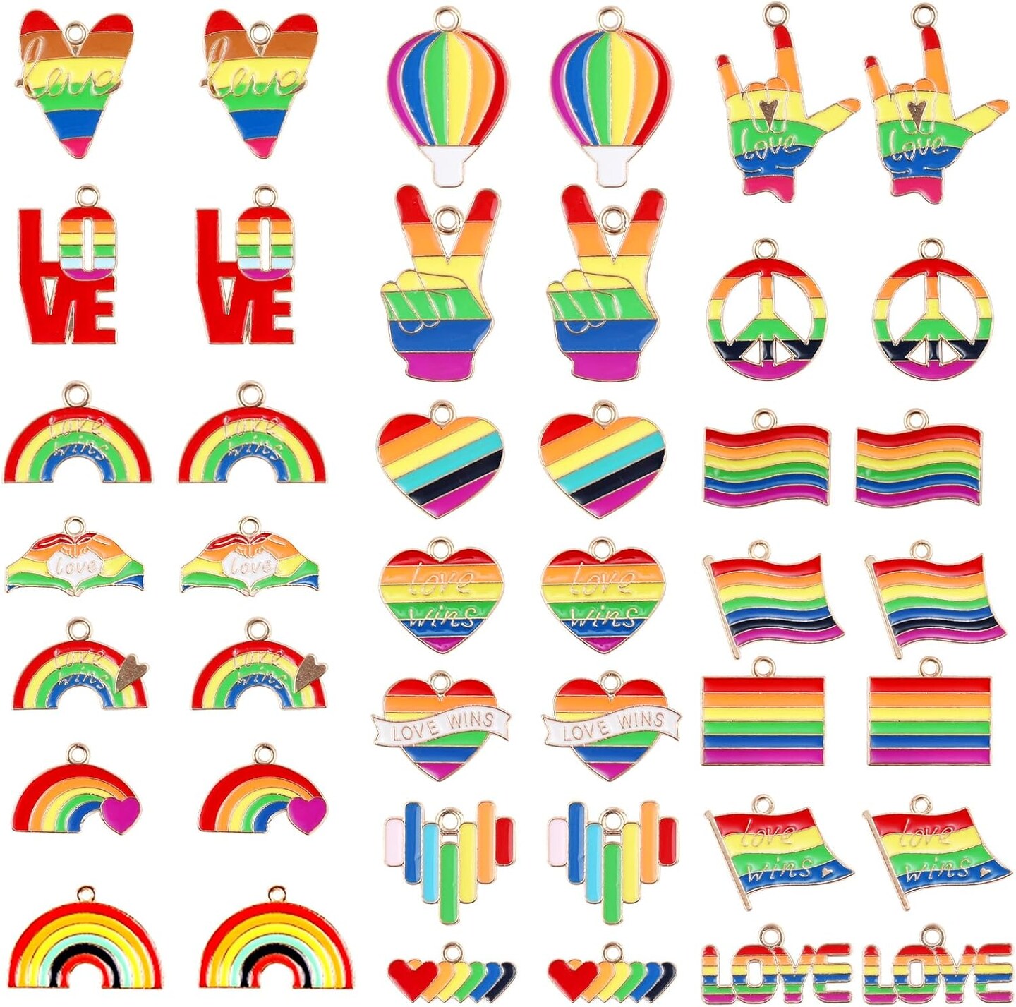 Rainbow Charms for Jewelry Making, Colorful Alloy Rainbow Flag Beads Jewelry Charms Rainbow Pride Gay Charms Rainbow Love Pendant for Crafts Bracelet Necklace Earring Making