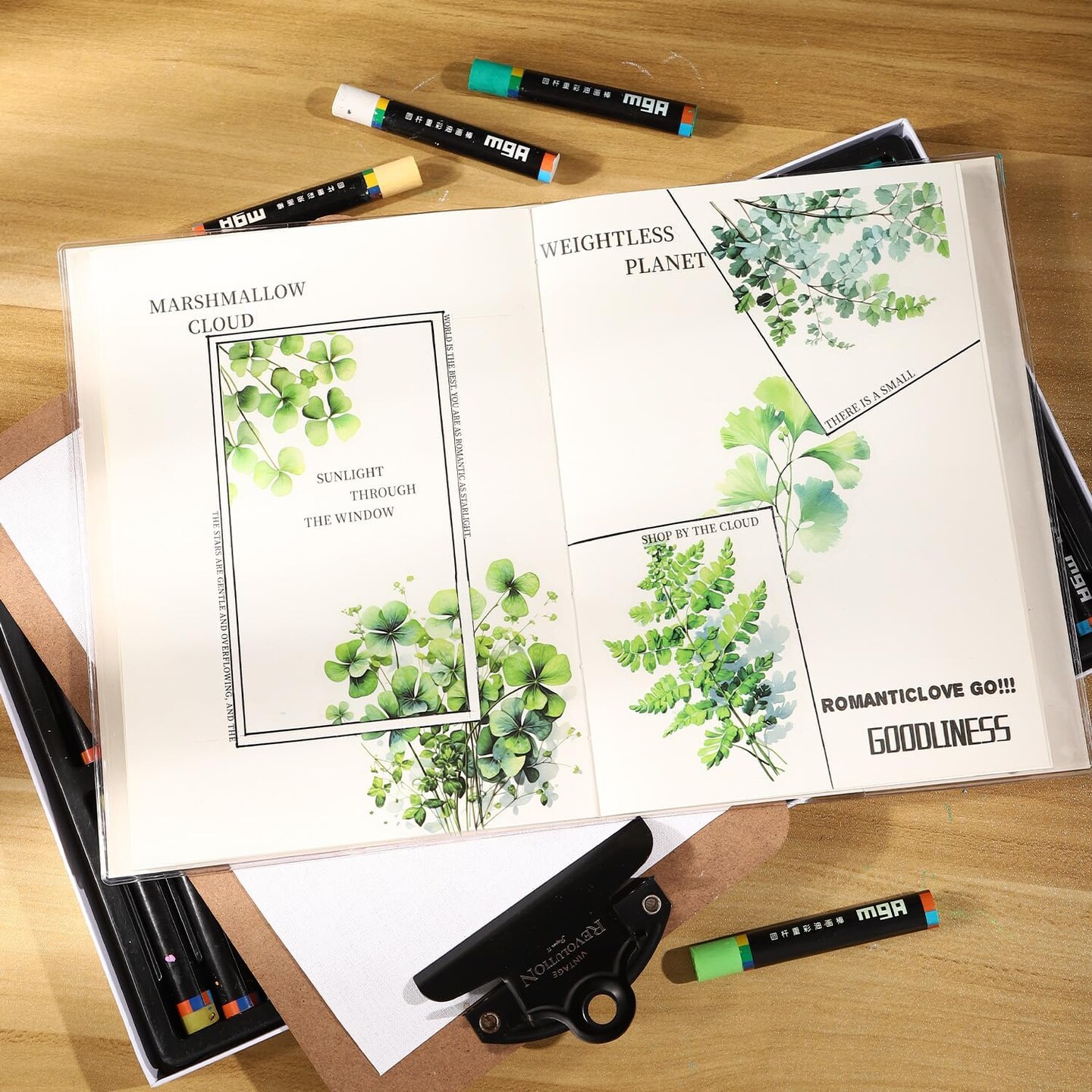 Botanical Leaf PET Stickers Set, 120PCS Transparent Plant Ephemera