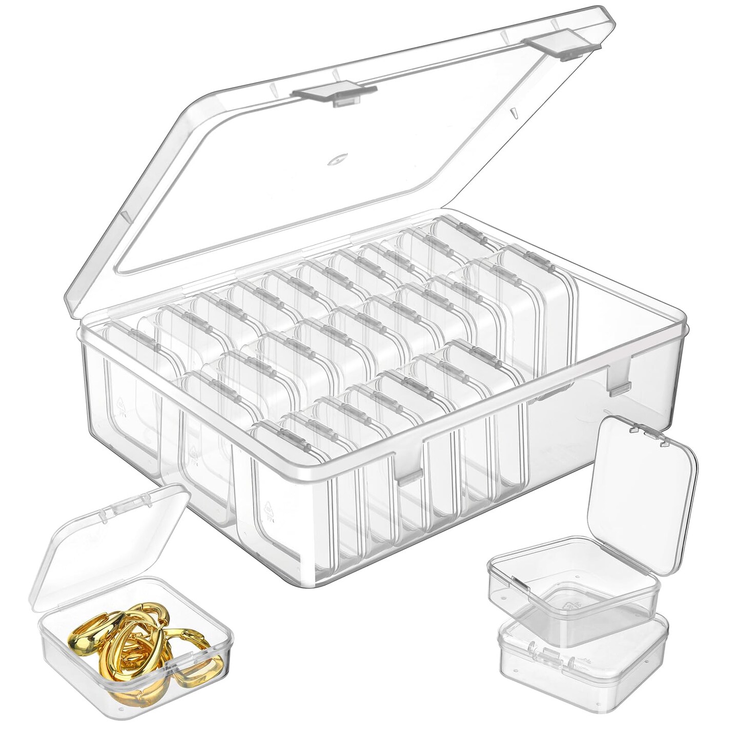 Small Bead Storage Containers 30 Pieces Plastic Storage Organizers Stackable Art Storage Case Transparent Boxes Jewelry Beads Storage Box(1 Pack)