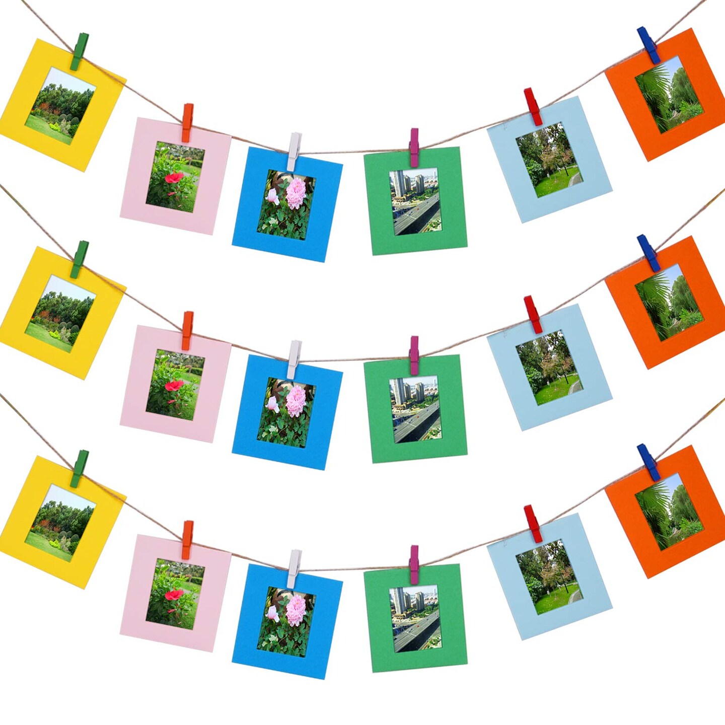 Wall Decor Hanging Display Paper Photo Frame Set Compatible with Fujifilm Instax Mini 11 9 8 70 90 26 Camera Films, Mini Link Printer, 30 Piece (Colorful)