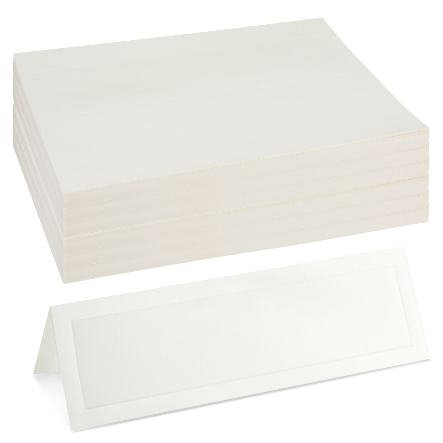 Place Cards - 60-Pack Large Tent Cards, Blank Foldover Table Placecards, Seat Assignment for Wedding, Holiday Dinner, Restaurant Reservation, Laser and Inkjet Printer Friendly, 3.5 x 11 Inches