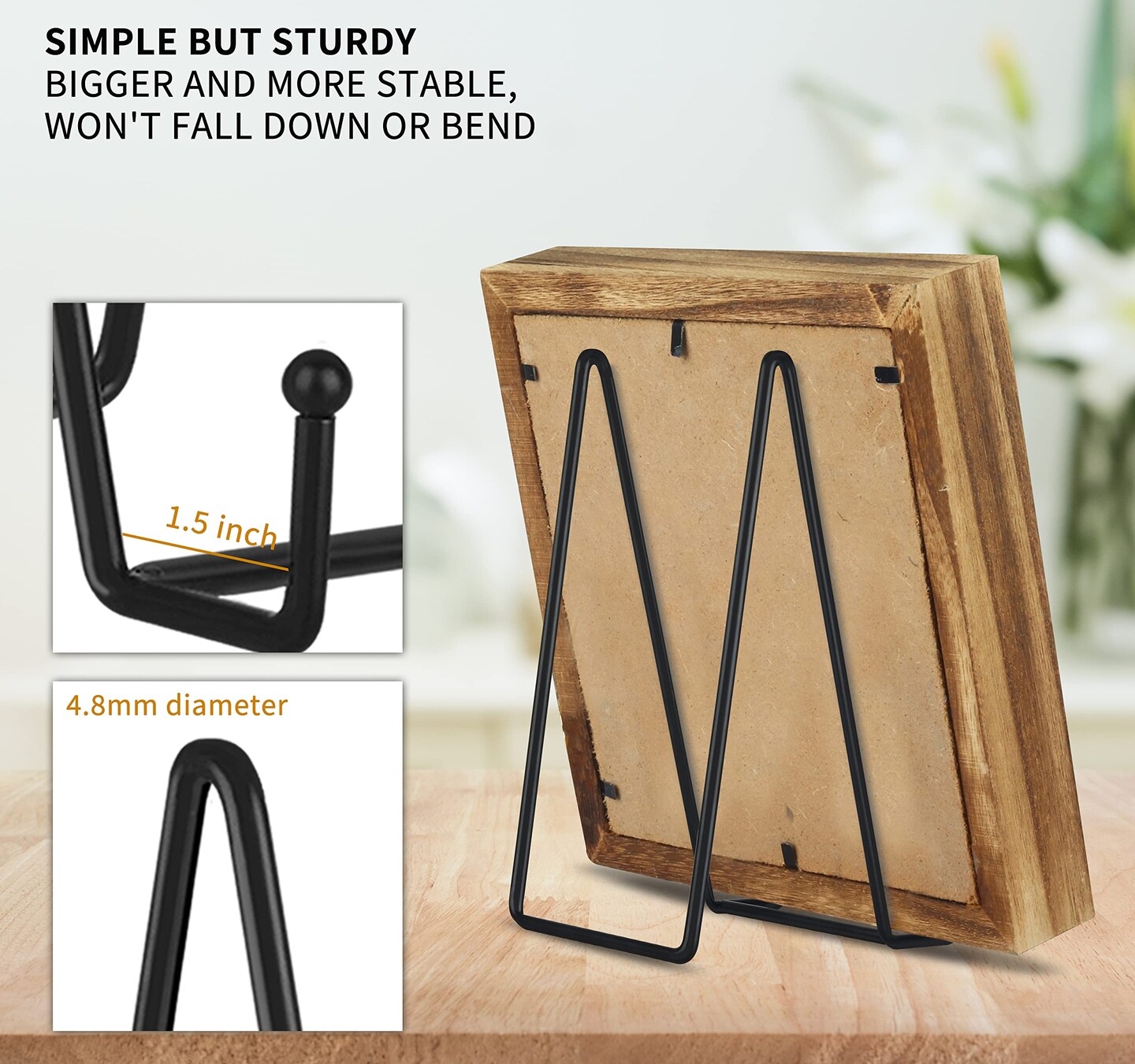 8 Inch 4 Pack Black Table Easel Plate Stands for Display Picture Holder Stands for Decorative Plate, Book, Tabletop Art and Platter