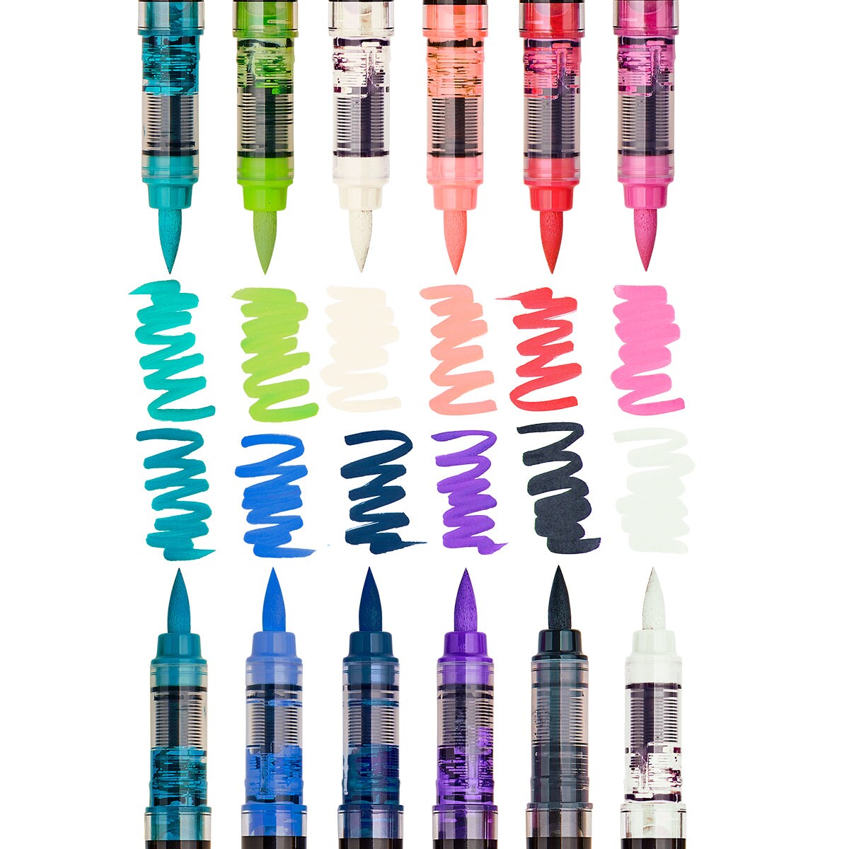KINGART&#xAE; Acrylic Brush Tip Pens 12 Lettering Colors