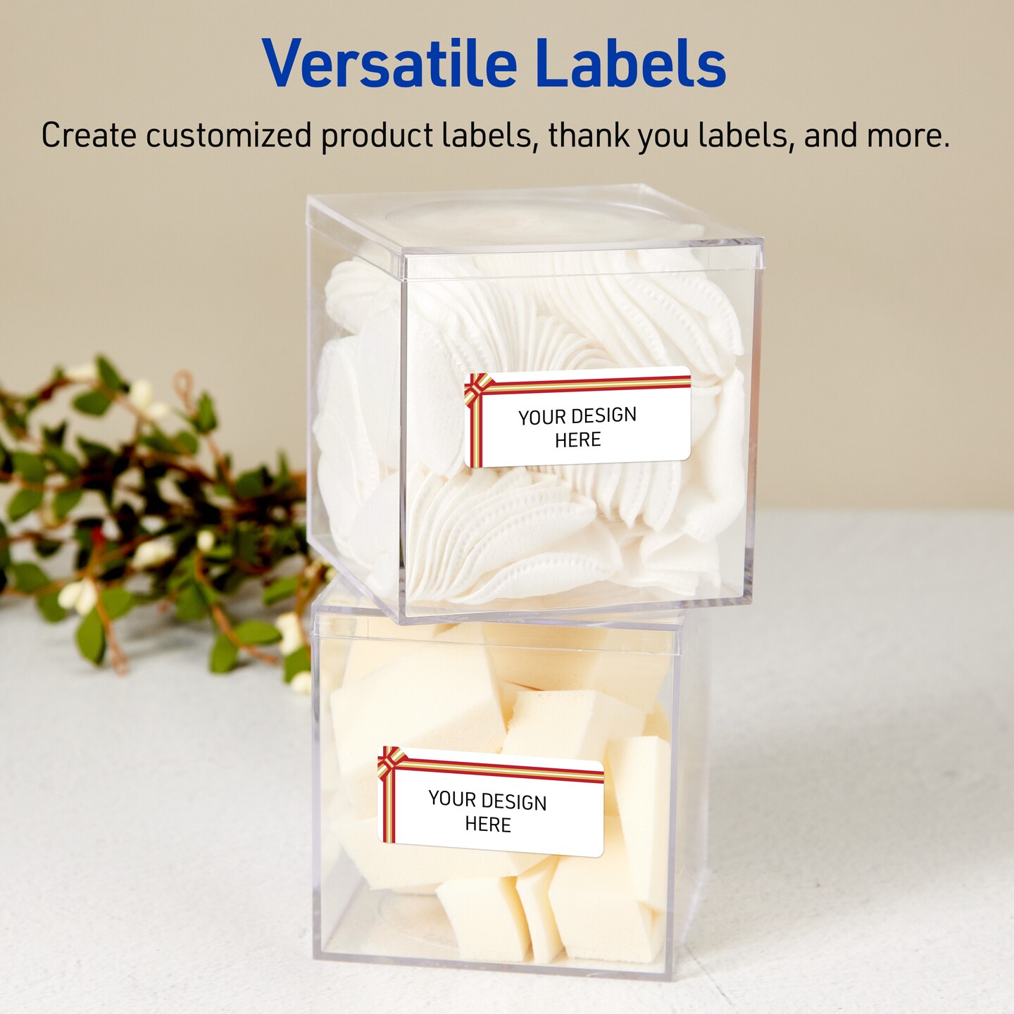 Avery Printable Address Labels with Sure Feed Technology, Rectangle, 1" x 2-5/8", Pre-Printed Red & Metallic Gold Gift Bow Design, Matte White, Laser & Inkjet Compatible, 160 Total