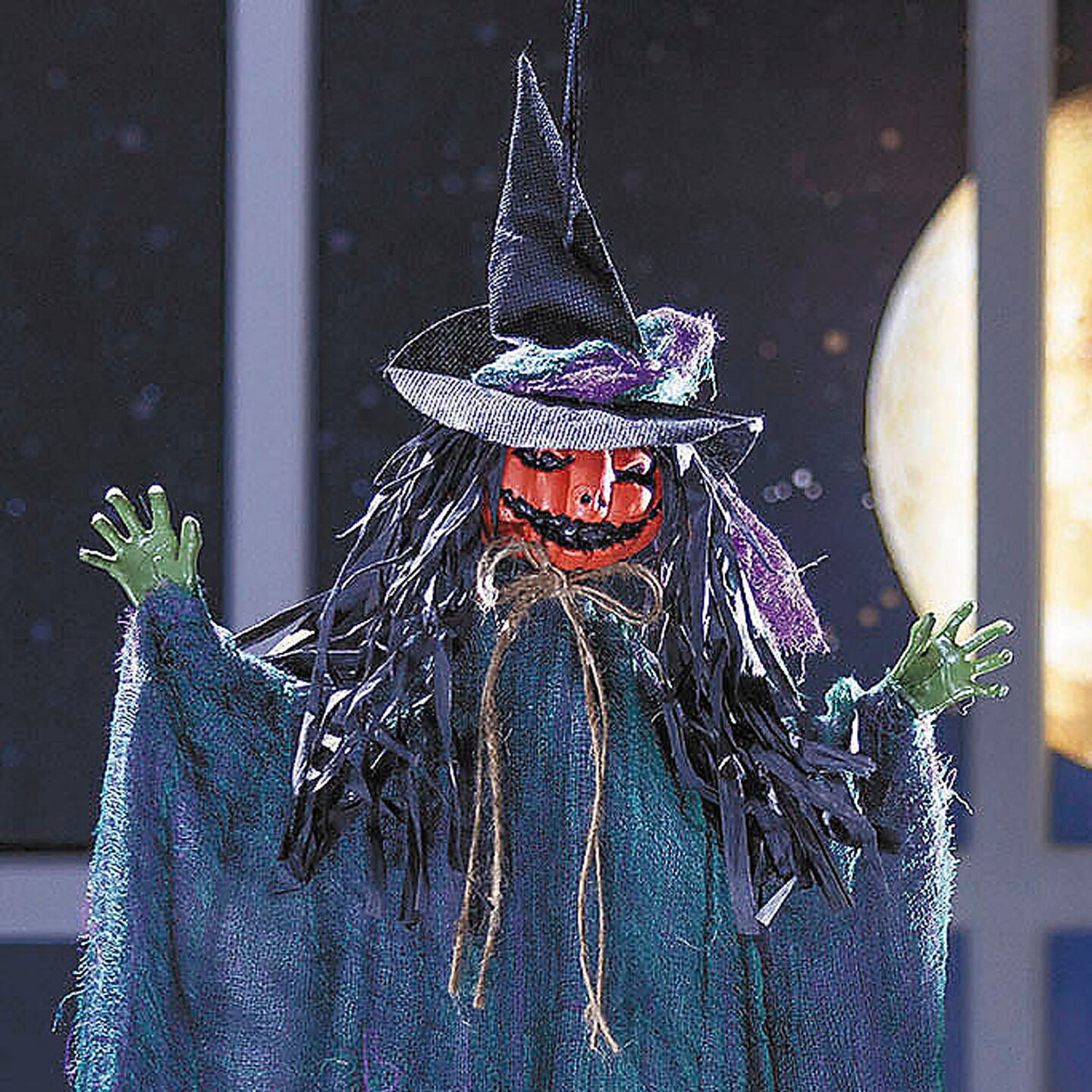 27 1/2&#x22; Hanging Pumpkinhead Scarecrow with Hat
