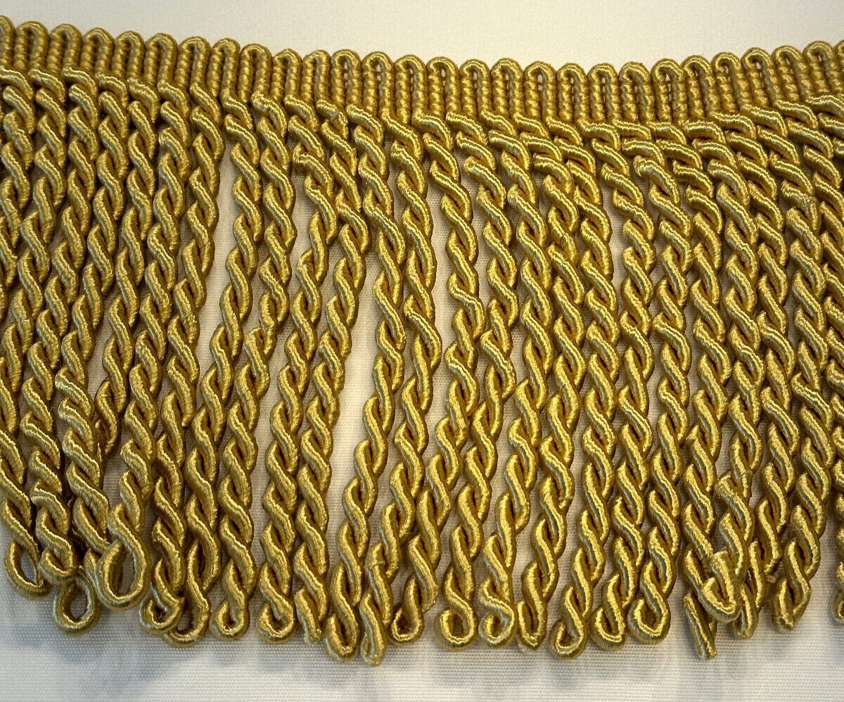 1 Yard Light Antique Gold Bullion Fringe Trim for Upholstery and Curtains 6 Inch Long