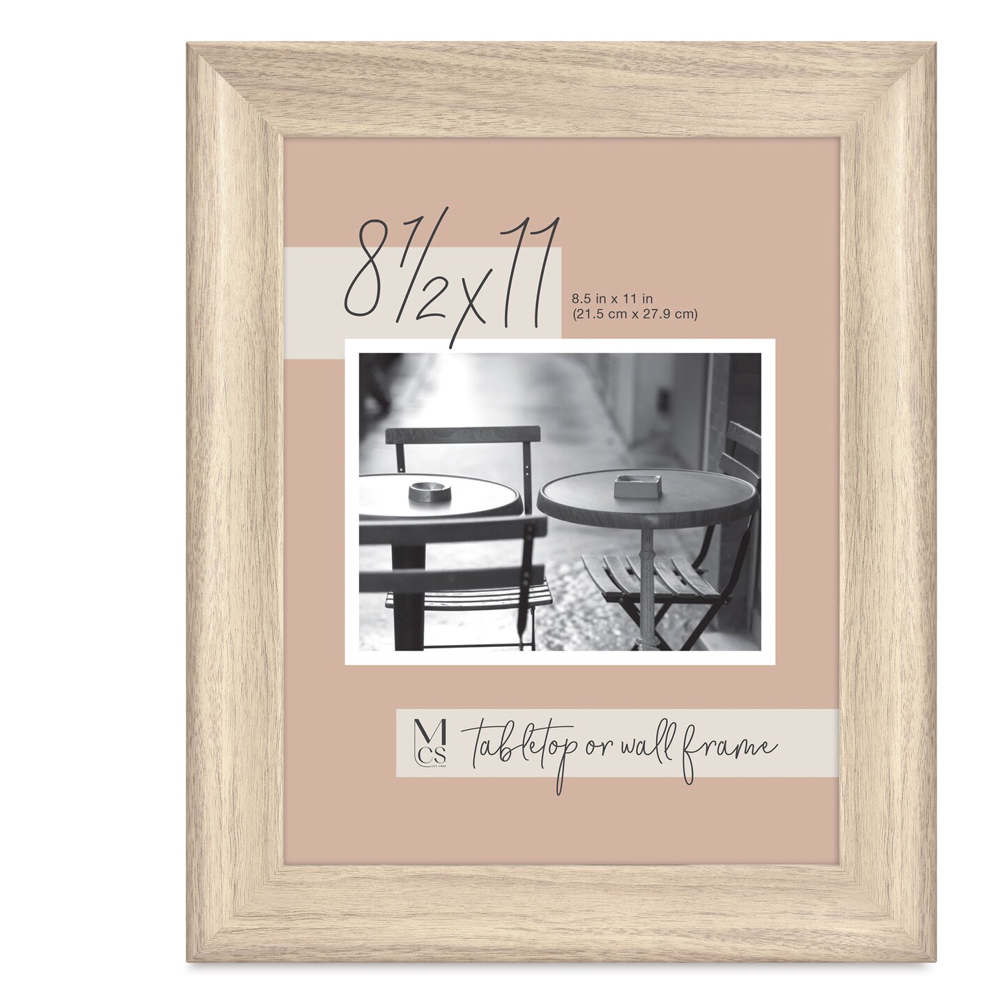 MCS Classic Edge Frame - 8-1/2" x 11", Natural with Easel Back
