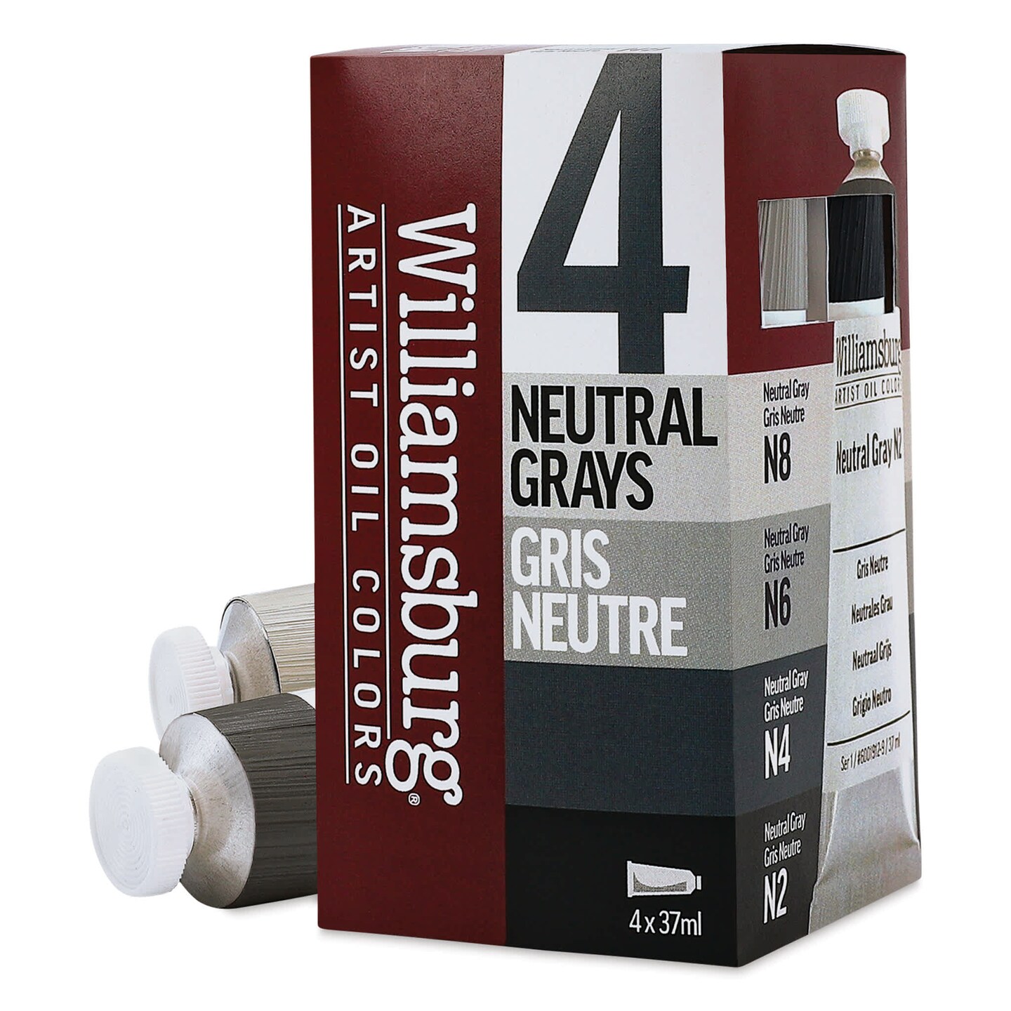 Williamsburg Handmade Oil Paints - Set of 4, Neutral Gray, 37 ml
