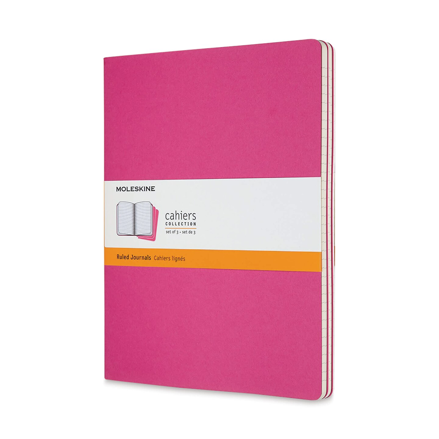 Moleskine Cahier Journals - 9-3/4" x 7-1/2", Ruled, Kinetic Pink, Pkg of 3