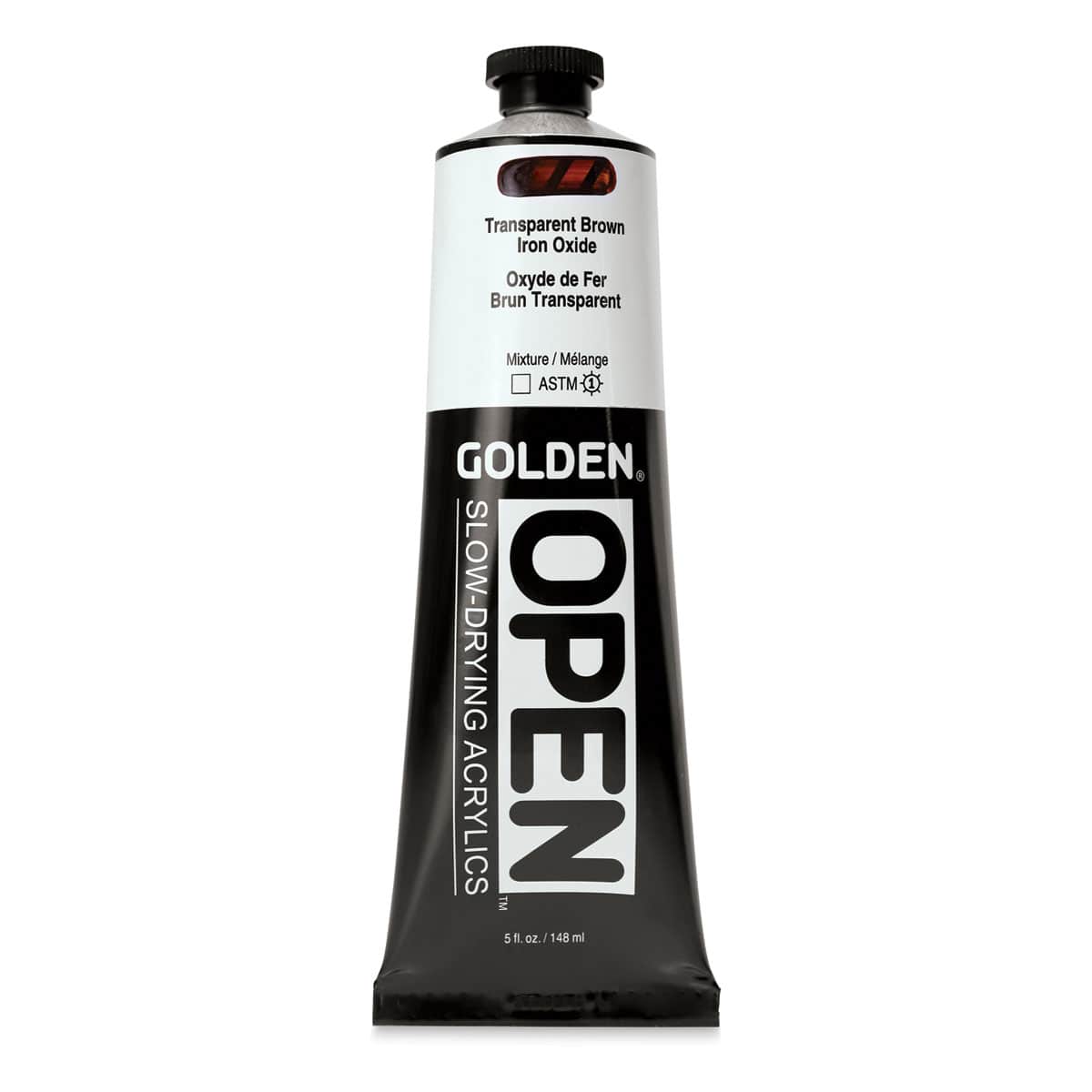 Golden Open Acrylics - Transparent Brown Iron Oxide, 5 oz Tube