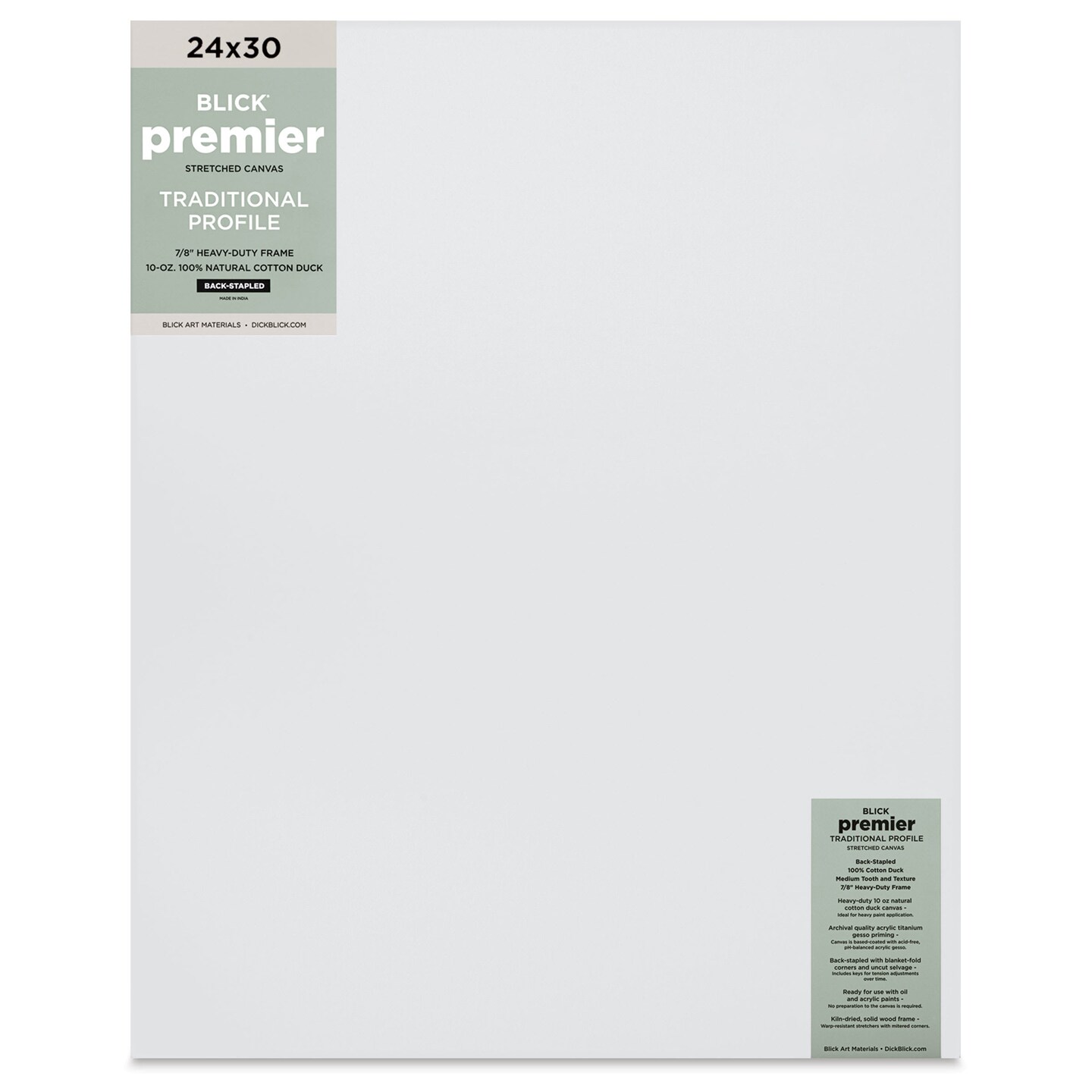 Blick Premier Stretched Cotton Canvas - Traditional Profile, Back-Stapled, 24" x 30"