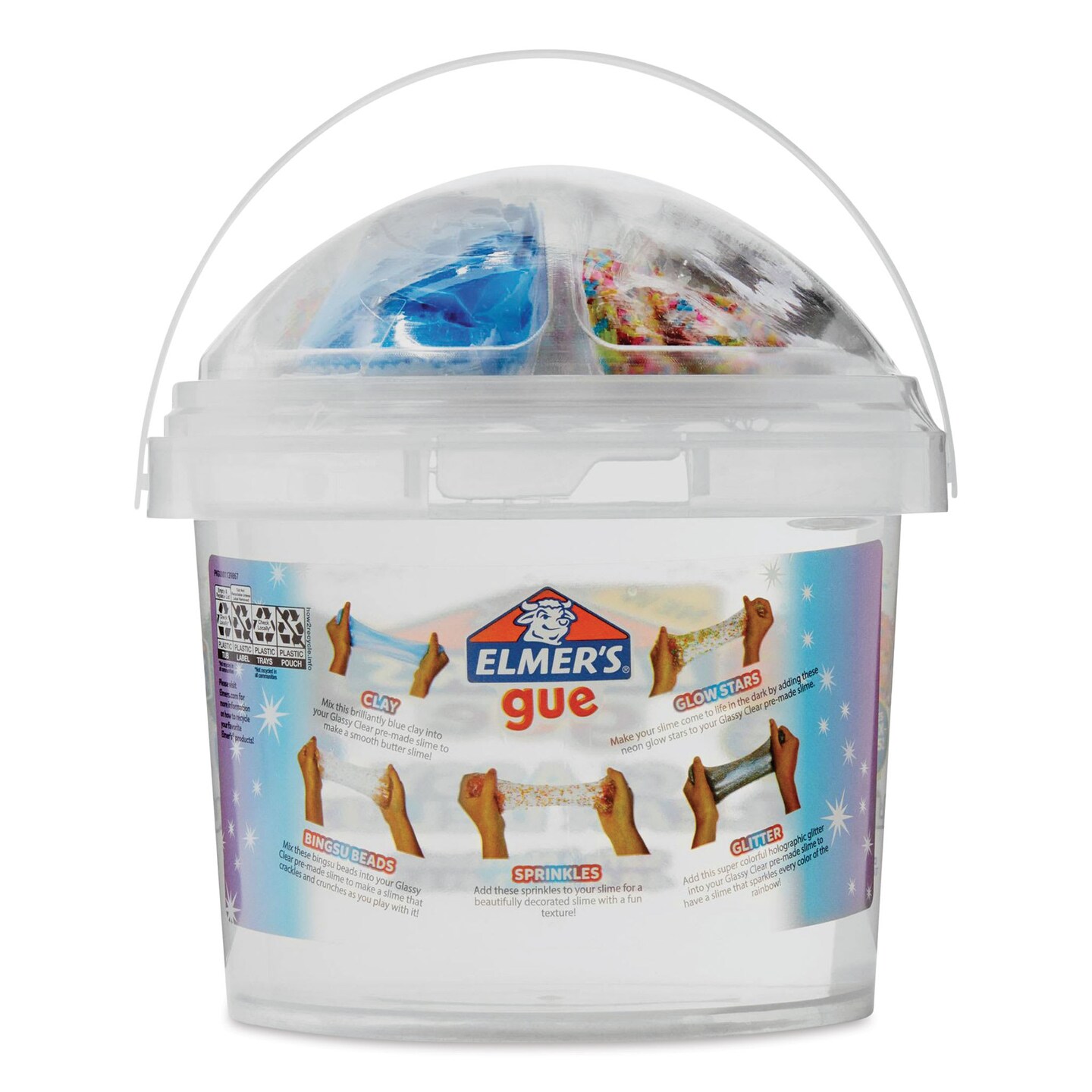 Elmer’s Gue Premade Slime - Glassy Clear Deluxe Bucket with Mix-Ins, 3 lb