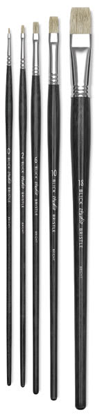 Blick Studio Bristle Brush Set - Bright, Long Handle, Set of 5