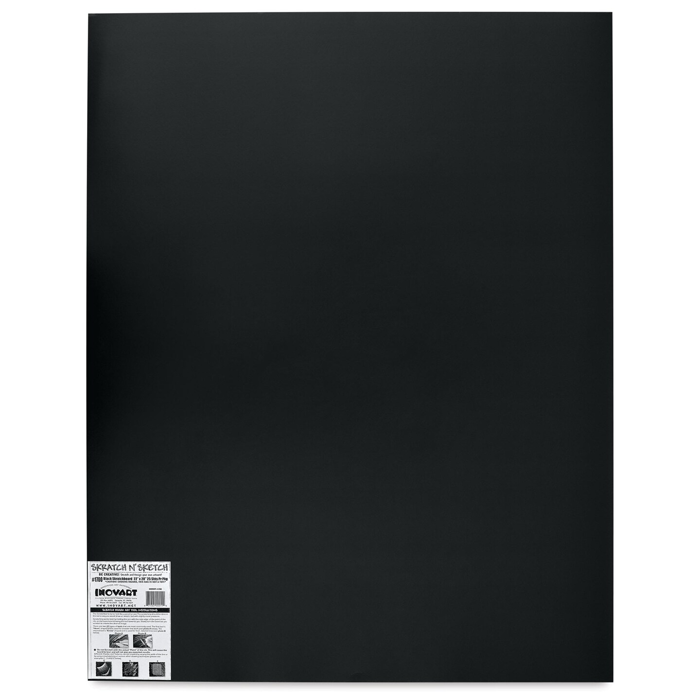 Inovart Skratch N' Sketch Scratchboards - 22" x 28", Pkg of 25