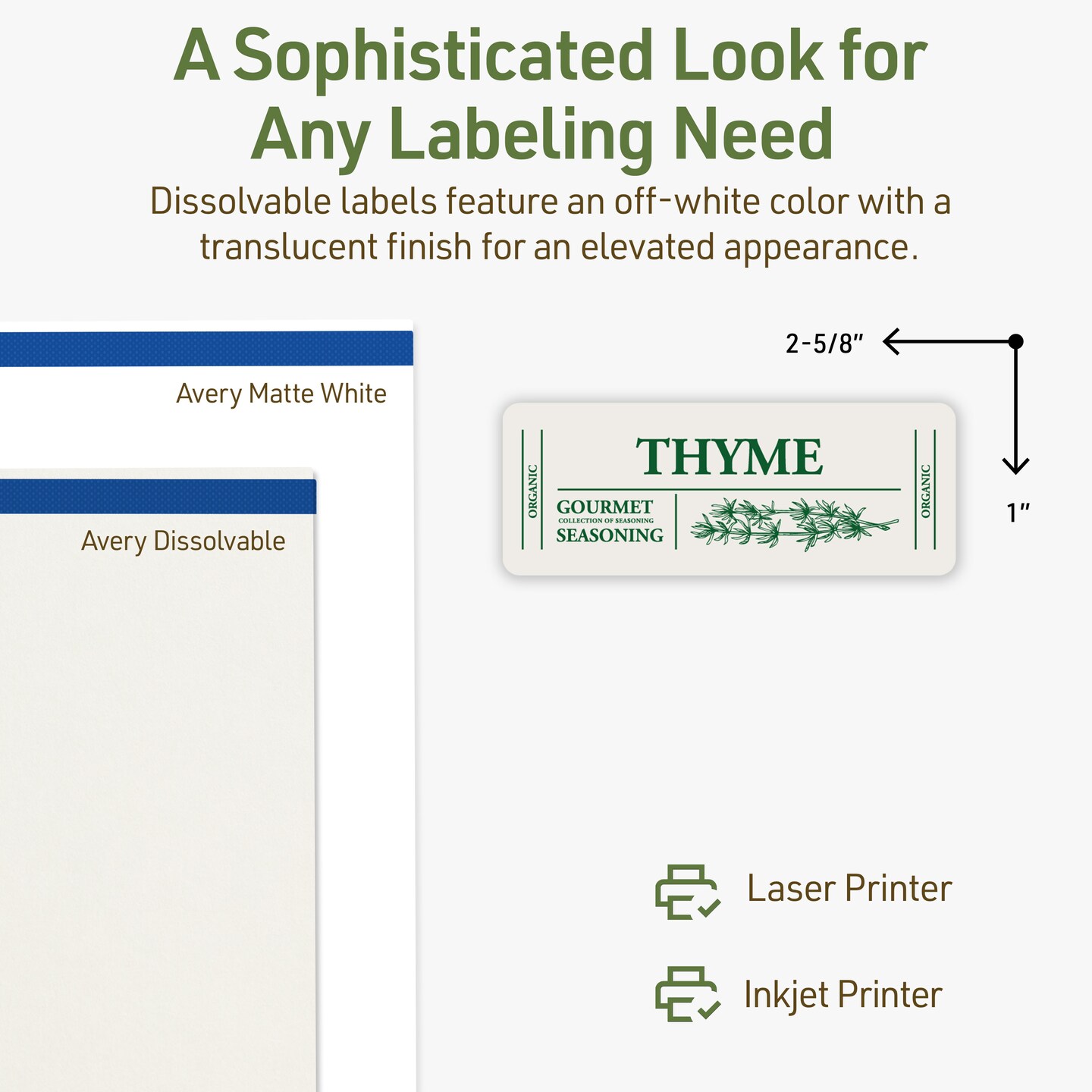 Avery Dissolvable Labels, 1&#x22; x 2-5/8&#x22; Rectangle