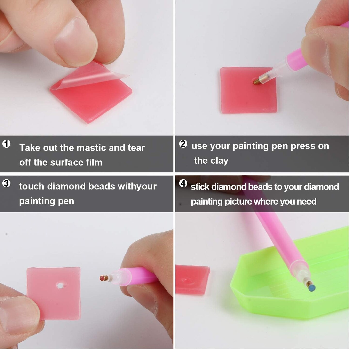 Diamond Painting Glue Clay DIY Diamond Embroidery Wax Tool Set (Red 60 pcs)