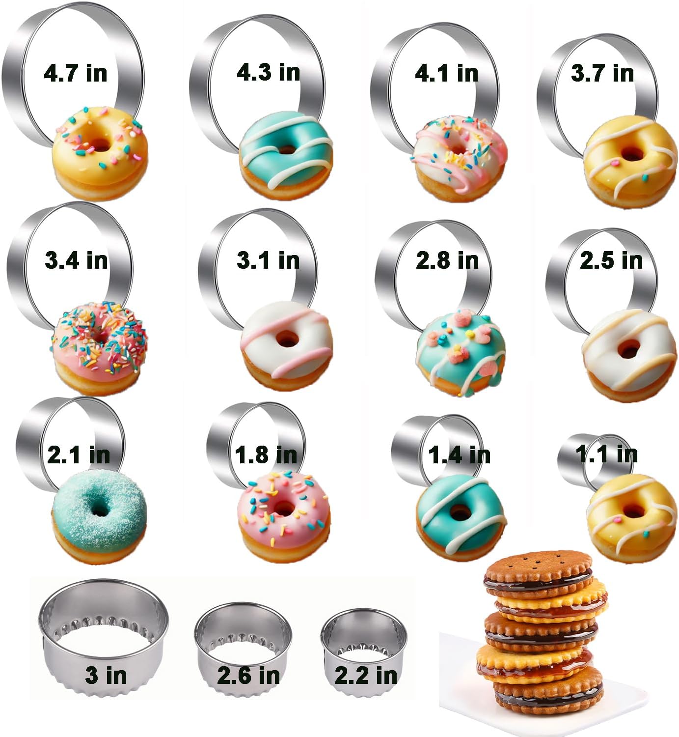 Cookie Cutter Set Circle, Heart, Star & More Shapes 27 Pieces