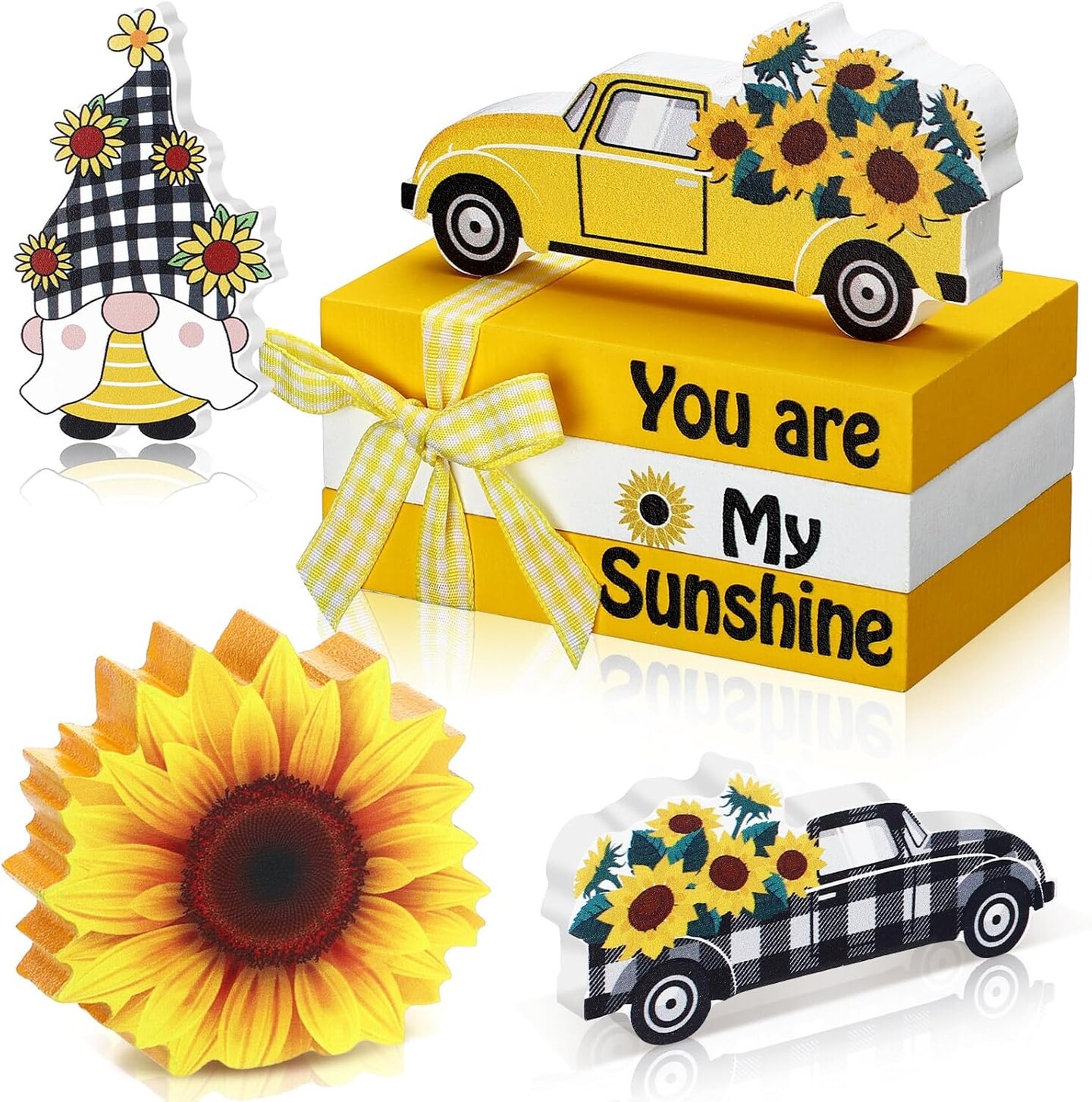 6 Pcs Sunflower Table Decorations Summer Tiered Tray Decor