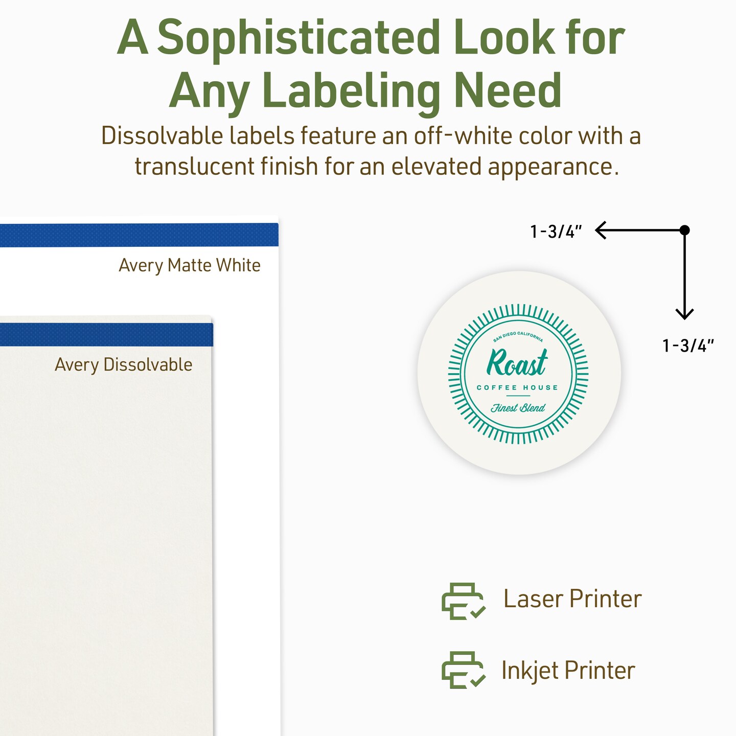 Avery Dissolvable Labels, 1.75&#x22; Diameter Round