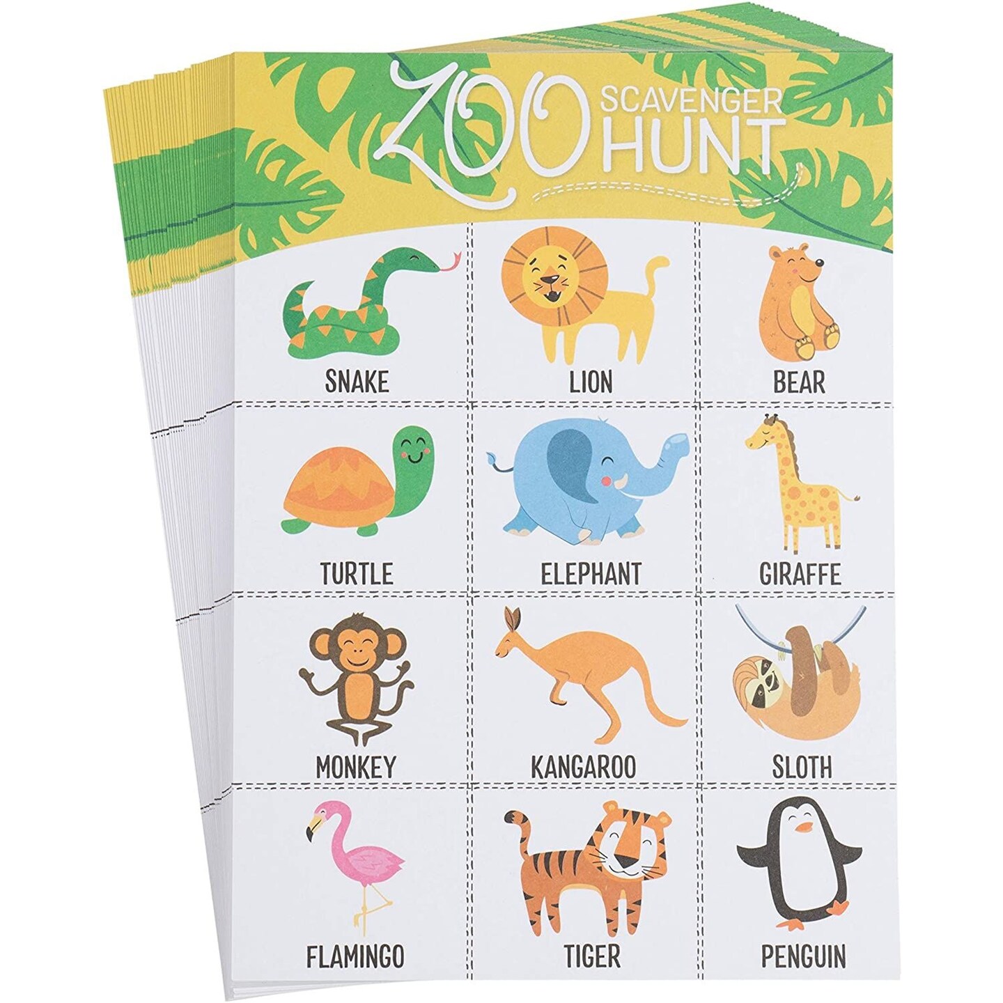 Safari Animal Zoo Scavenger Hunt Game (5 x 7 Inches, 50-Pack)