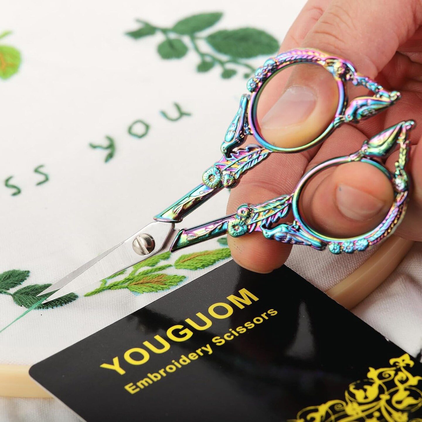 Sewing Embroidery Scissors &#x2013; Small Vintage Sharp Detail Shears for Craft, Artwork, Needlework Yarn, Handicraft DIY Tool, Thread Snips, 4.6in Rainbow Bird Style