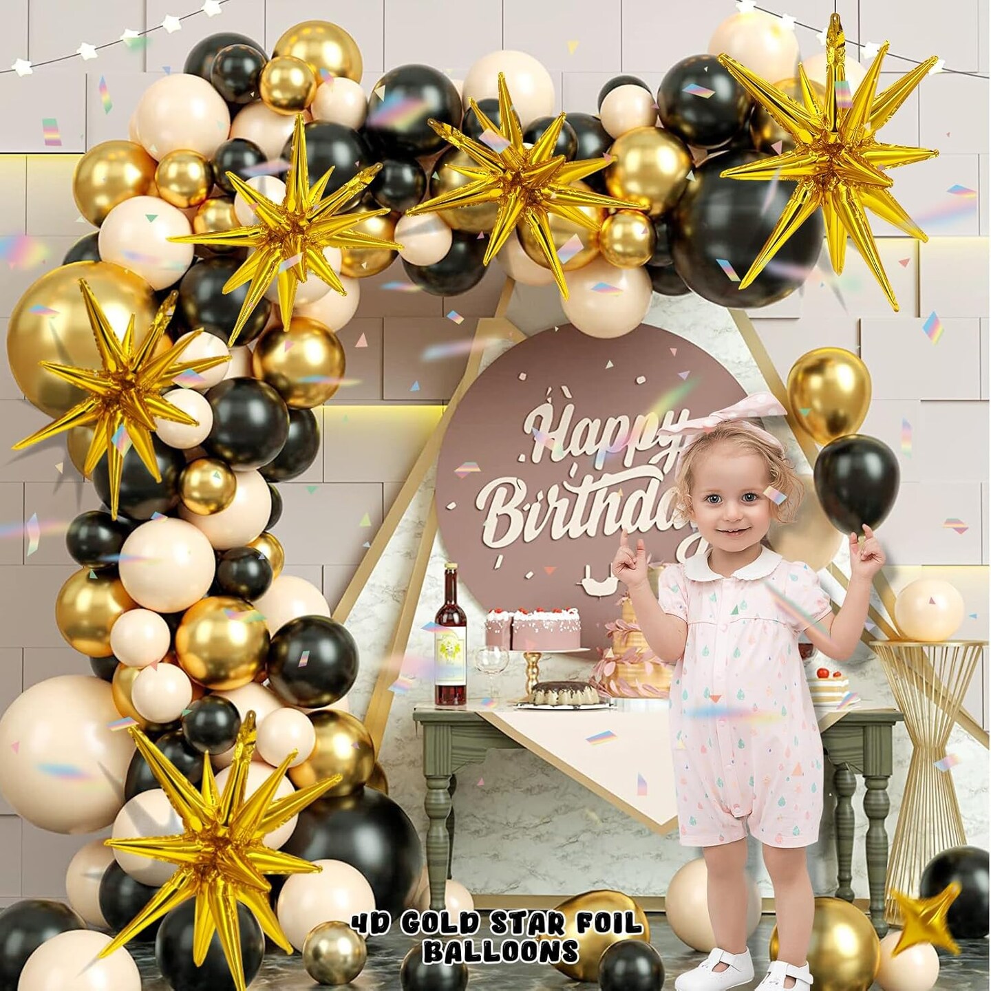 9 Pcs Gold Star Foil Balloons, Huge 4D Explosion Star Aluminum Foil Mylar Balloons, 22 inch Gold star Balloon for Birthday
