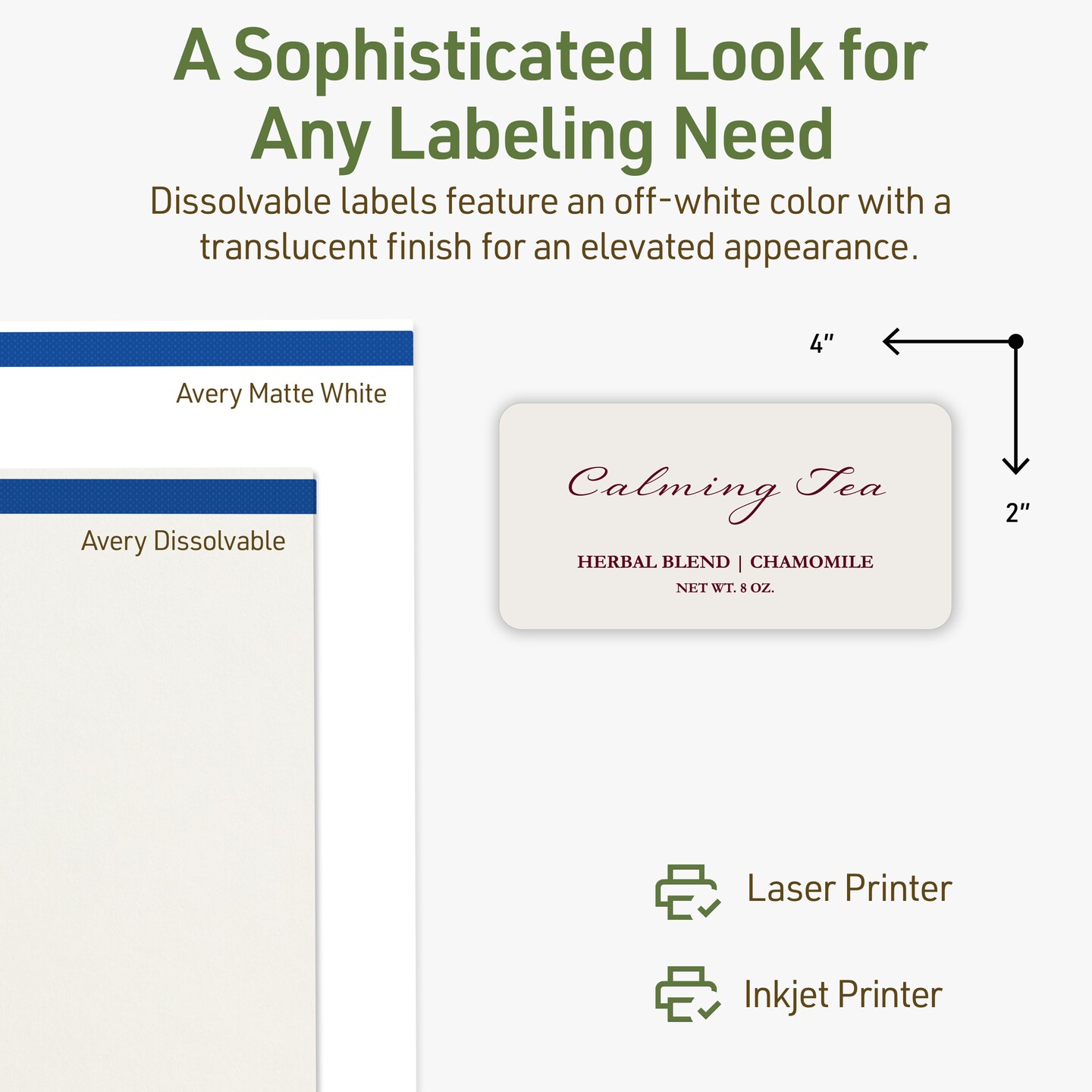Avery Dissolvable Labels, 2&#x22; x 4&#x22; Rectangle