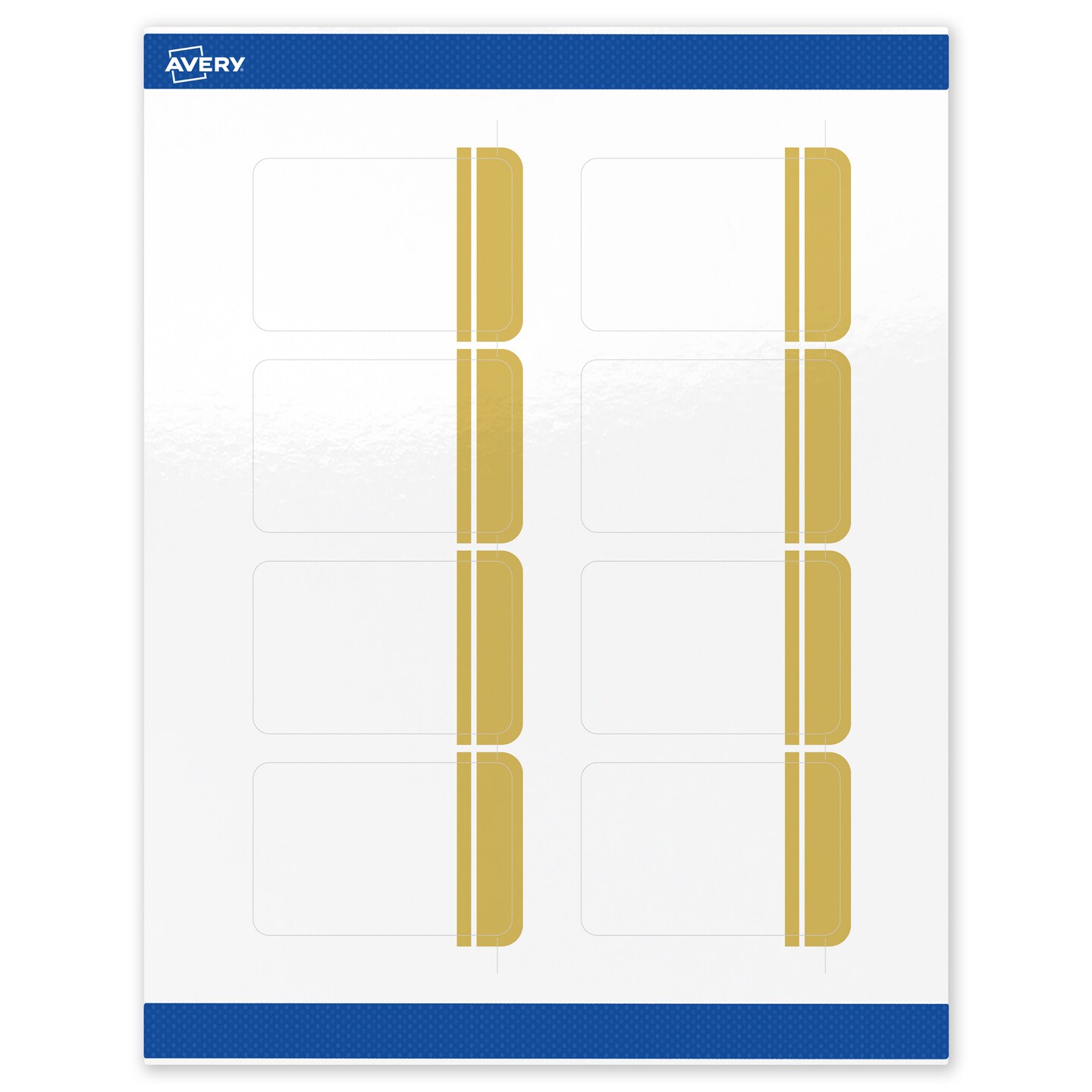 Avery Printable Rectangle Labels, Gold Double-Dipped Edge, 2&#x22; x 3&#x22;, Glossy White Rectangle Labels, Permanent, Laser/Inkjet, 80ct, Great for Product Labels