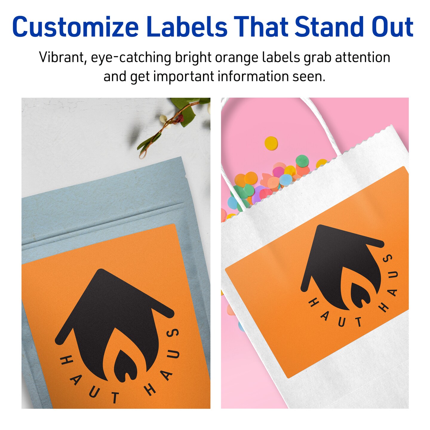 Avery Bright Orange Paper Labels, 5&#x22; x 6&#x22; Rectangle