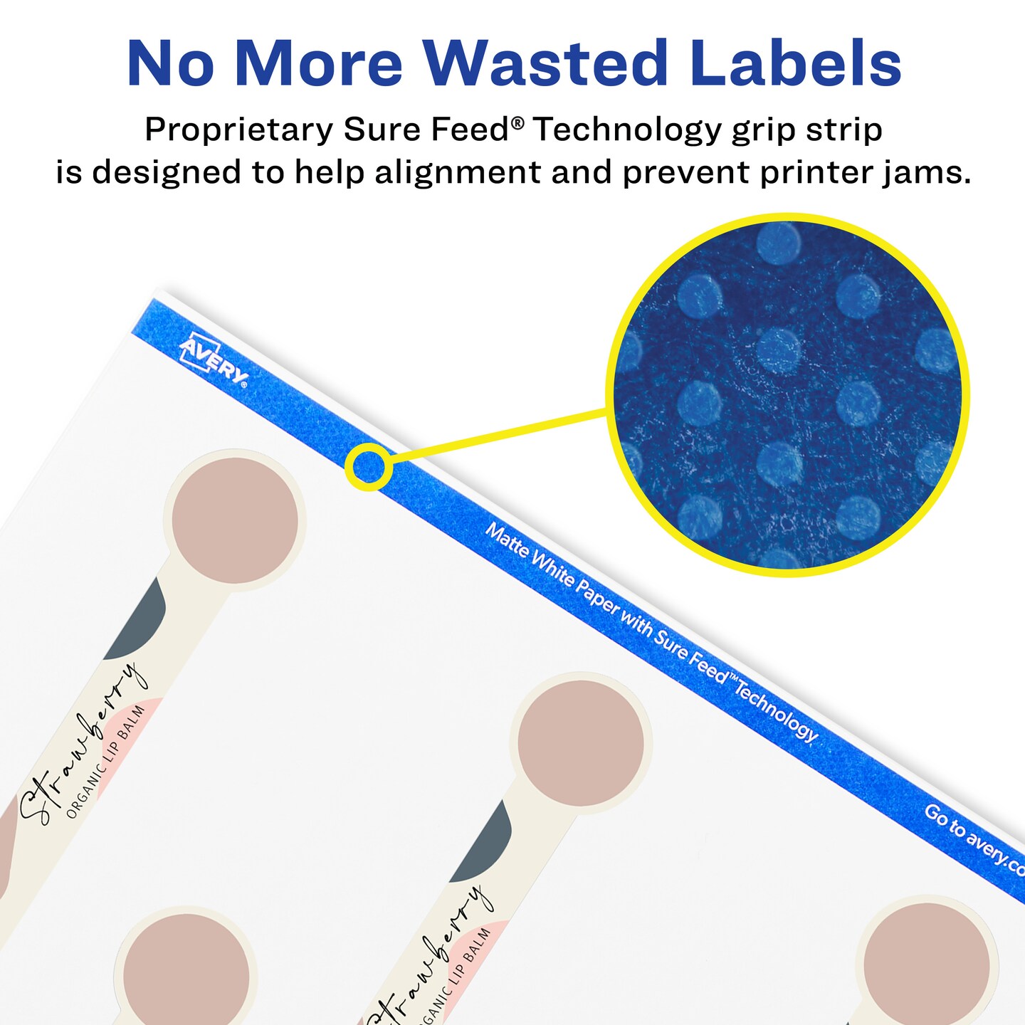 Avery Matte White Lollipop Labels with Sure Feed, 1&#x22; x 4&#x22;