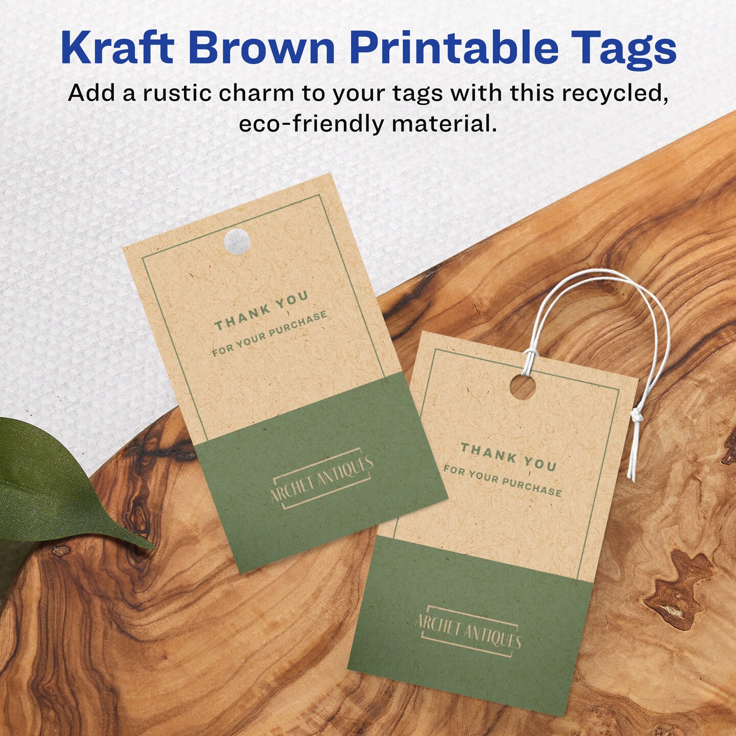 Avery 2&#x22; x 3&#x22; Rectangle, Kraft Brown Printable Tags